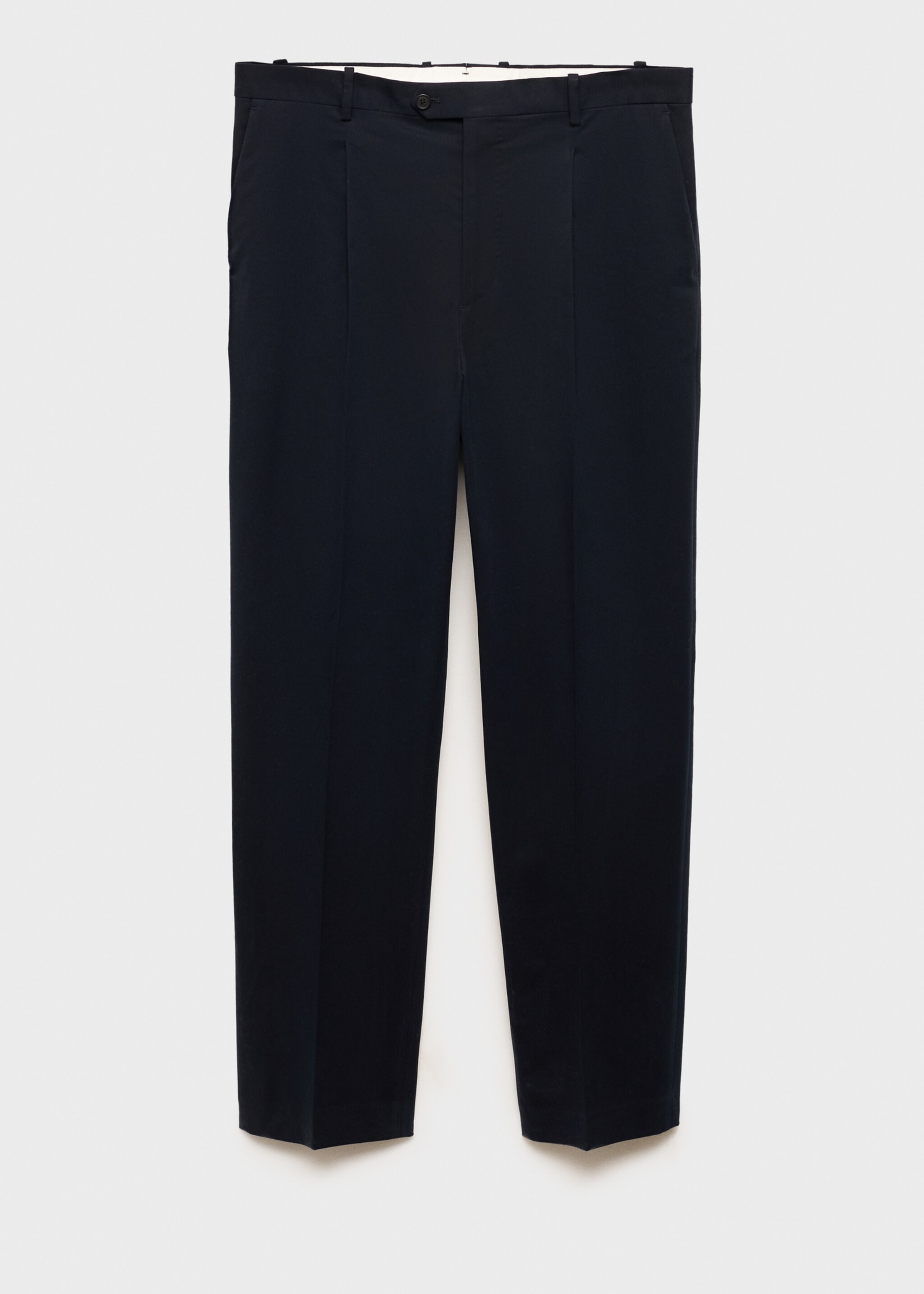 Cotton twill pleated trousers - Article without model, Dark Navy. Ref: 77027936-00.