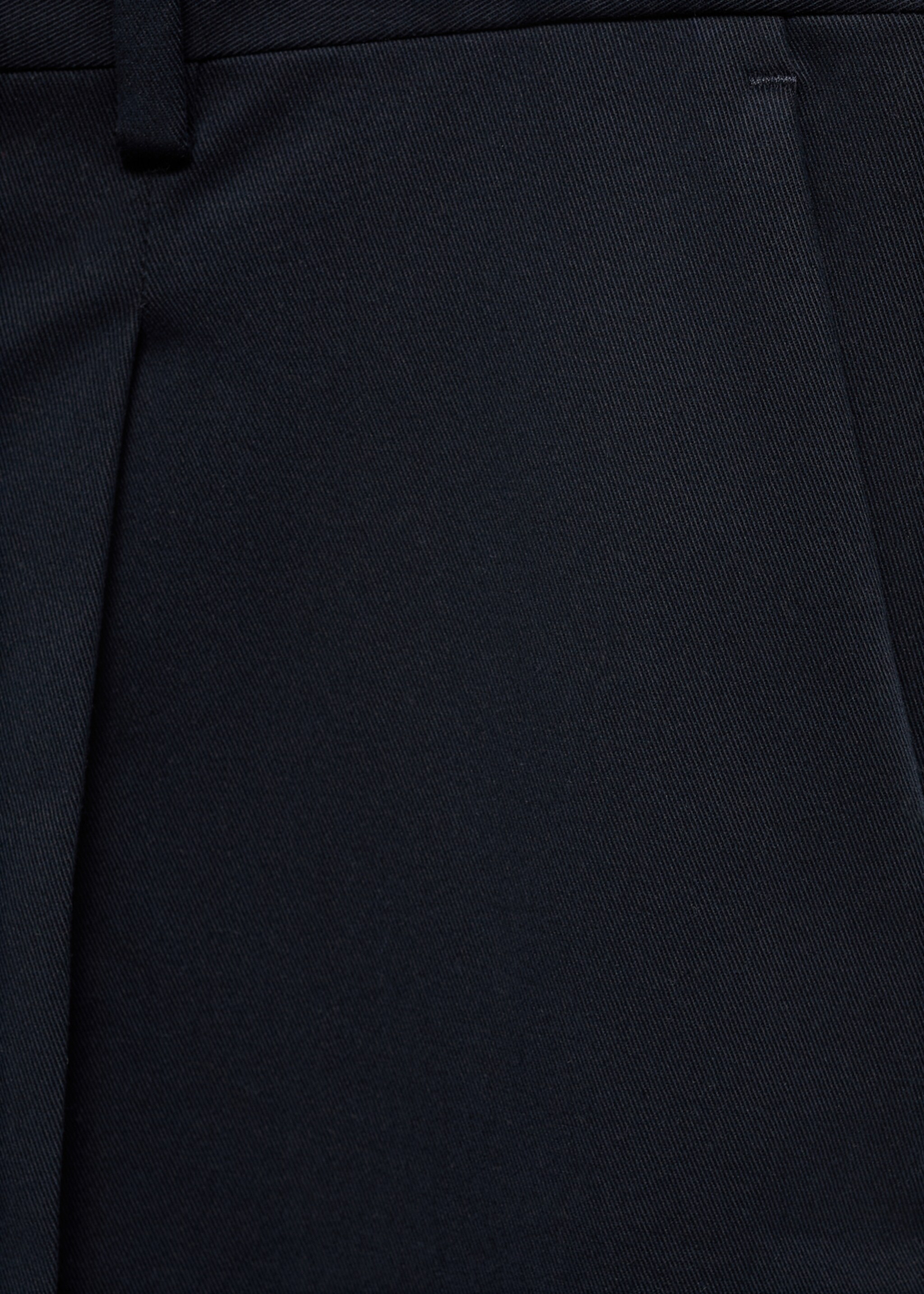 Cotton twill pleated trousers - Details of the article 0, Dark Navy. Ref: 77027936-00.