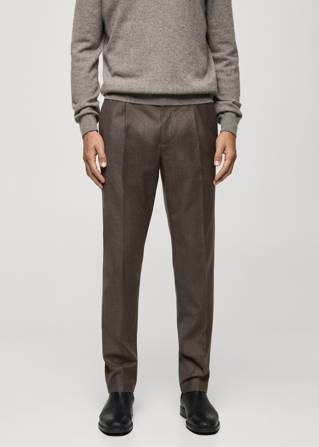 100% Italian virgin wool flannel suit pants - Men | MANGO OUTLET USA