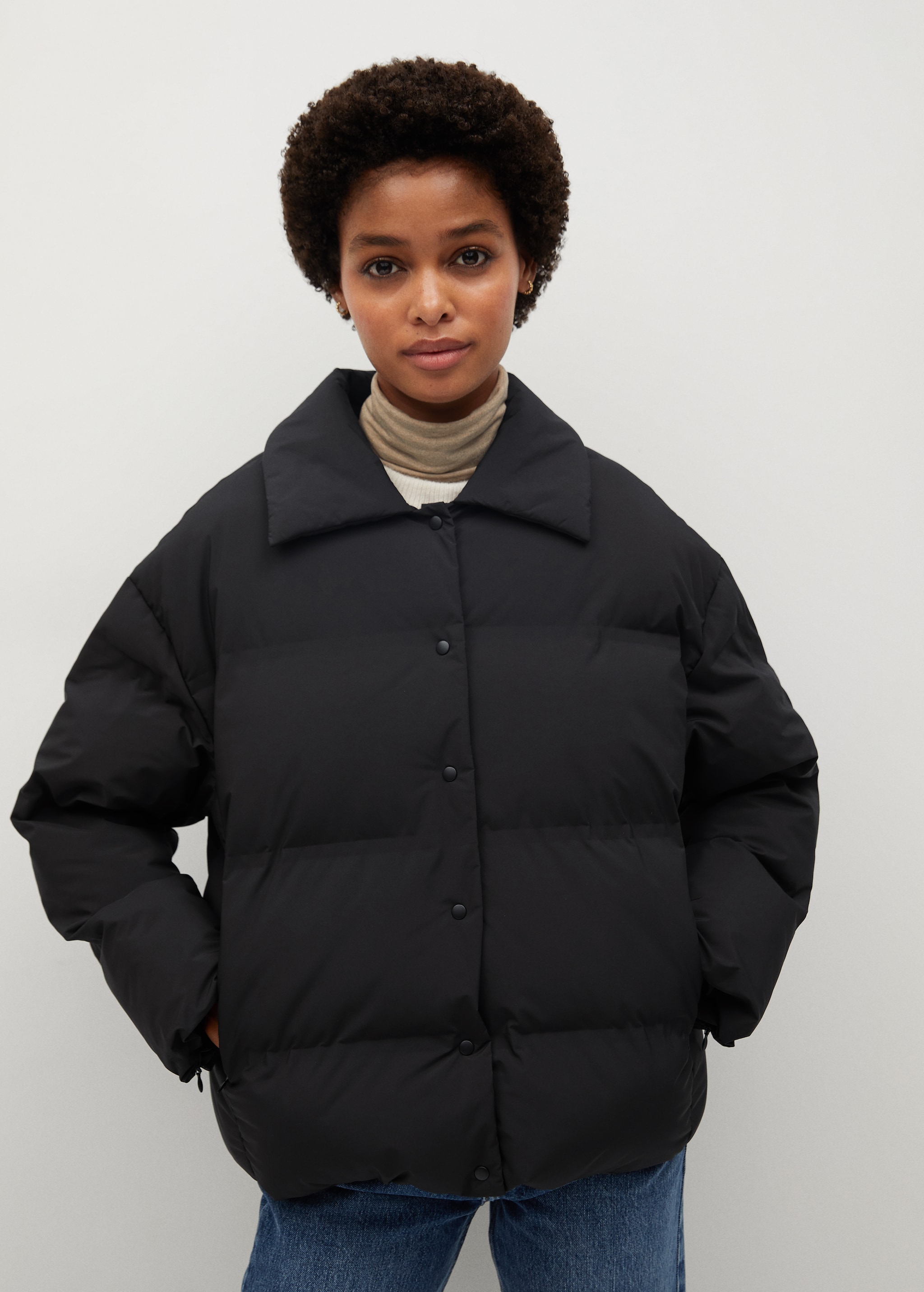Prošívaný anorak oversize - Náhled ve středové rovině