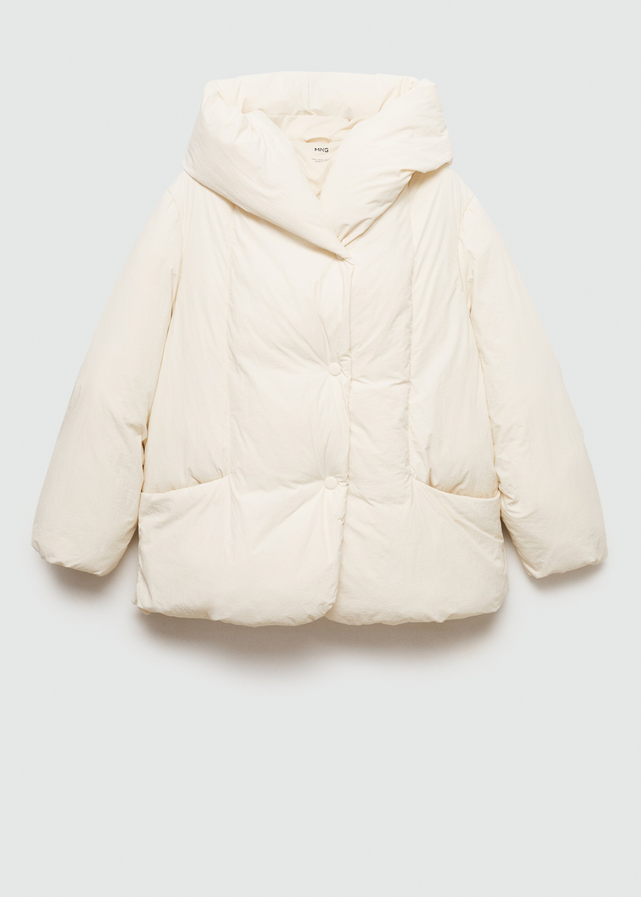 Short padded hooded anorak - Article without model, Off White. Ref: 77028264-00.