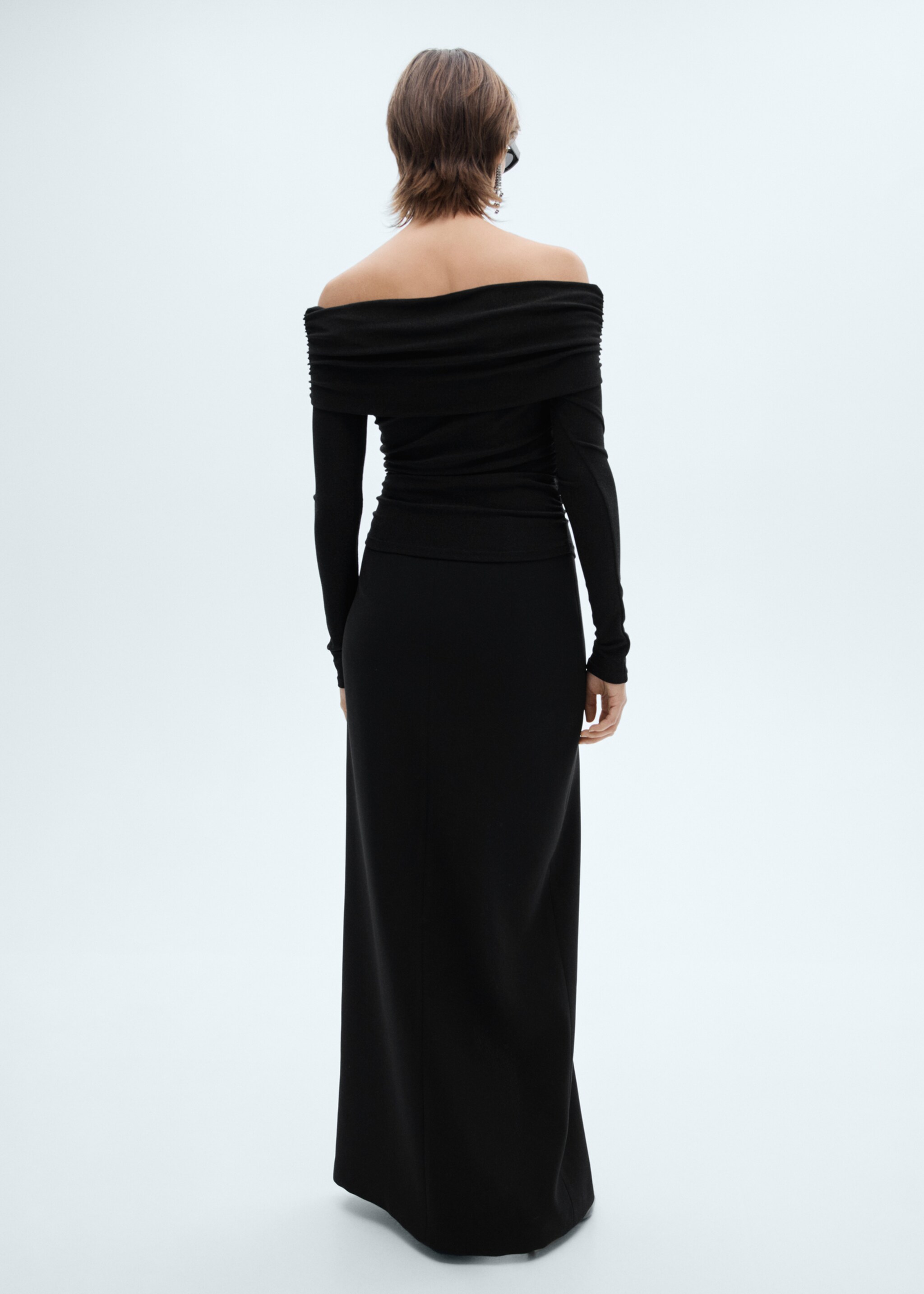 Lurex off-the-shoulder top - Reverse of the article, Black. Ref: 77028267-00.