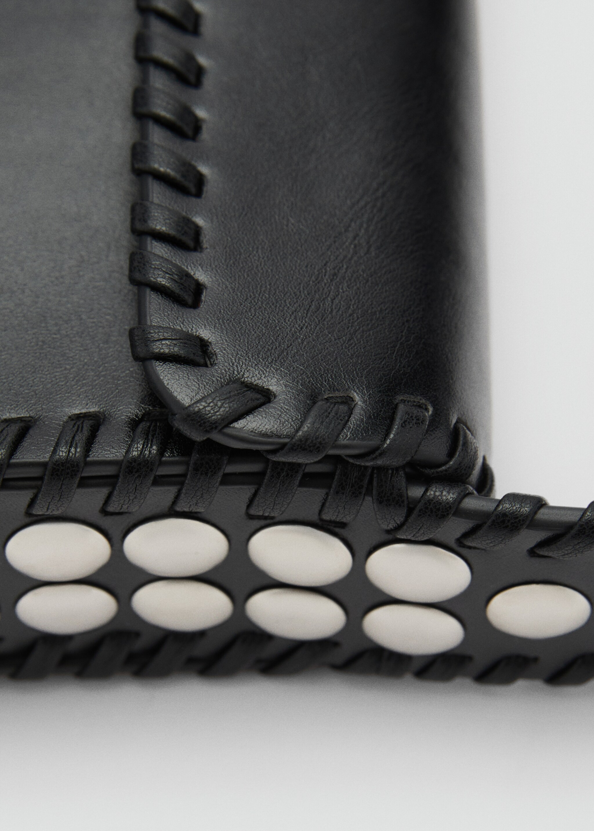 Studded handbag - Details of the article 3, Black. Ref: 77028268-00.