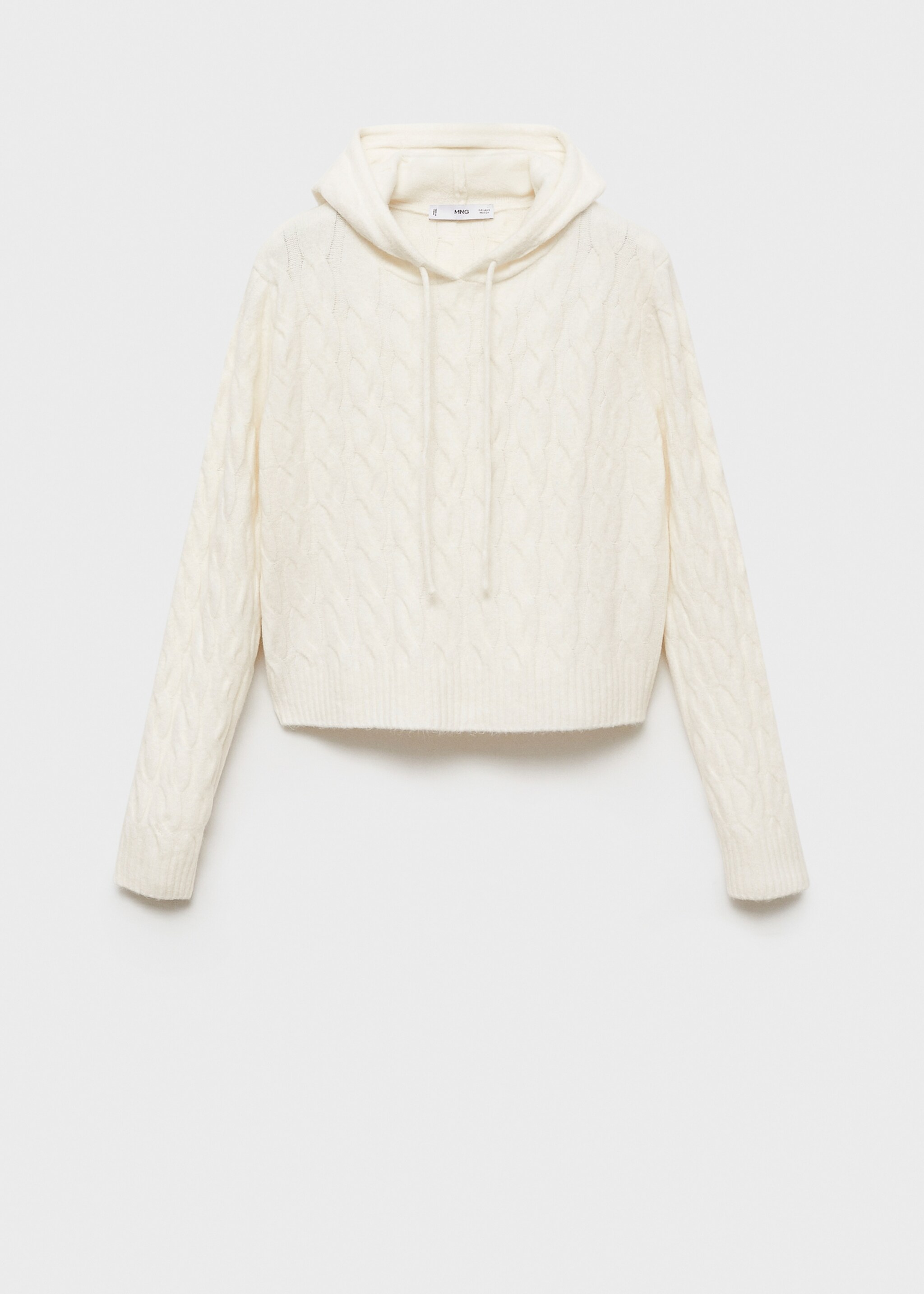 Cable-knit hoodie - Article without model, Ecru. Ref: 77028269-00.