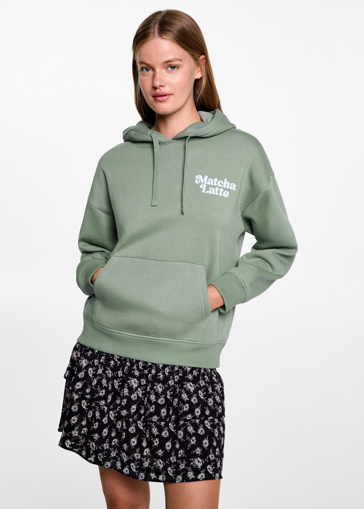 Embroidered message kangaroo pocket sweatshirt - Medium plane