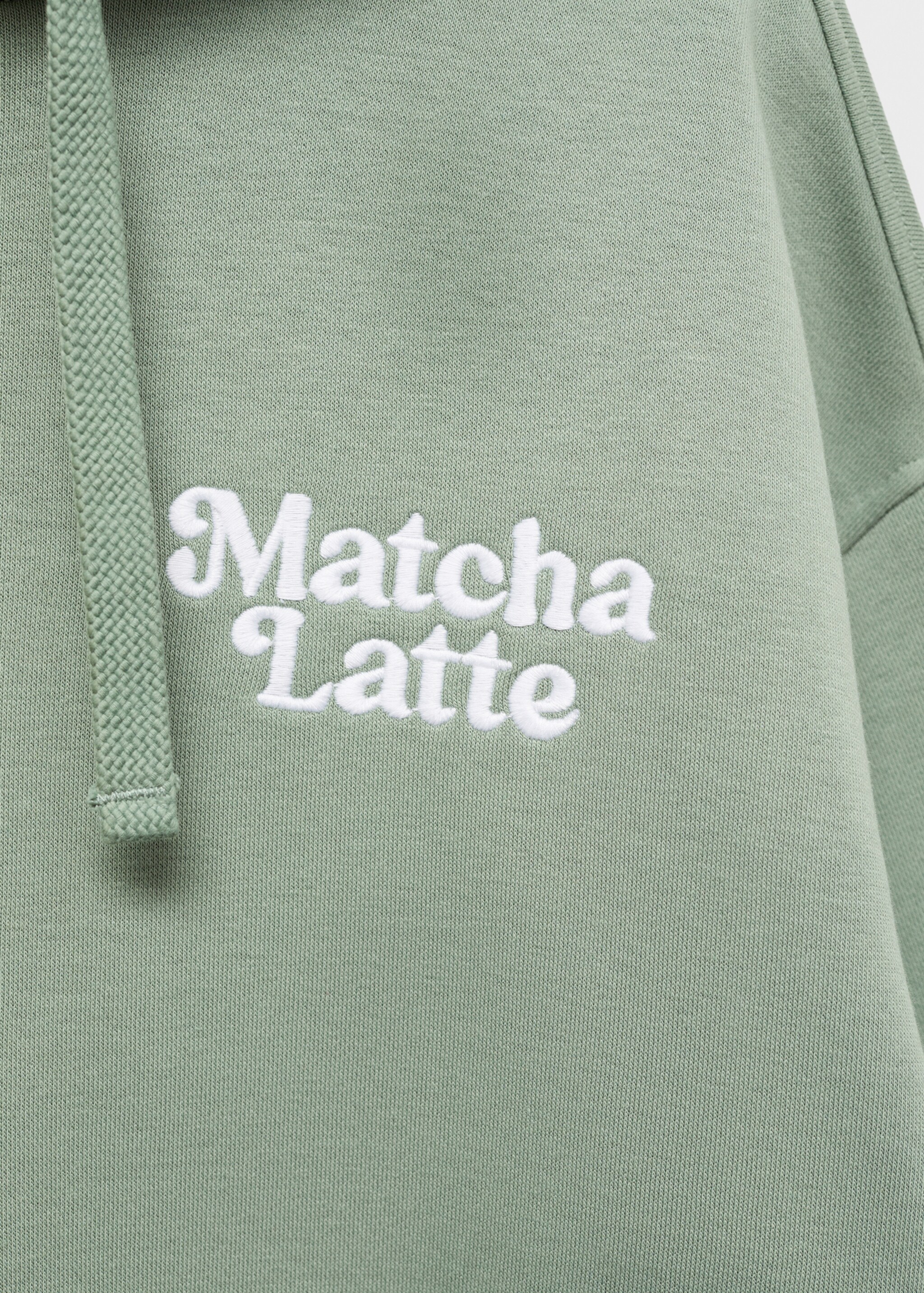 Embroidered message kangaroo pocket sweatshirt - Details of the article 8, Green. Ref: 77028274-00.