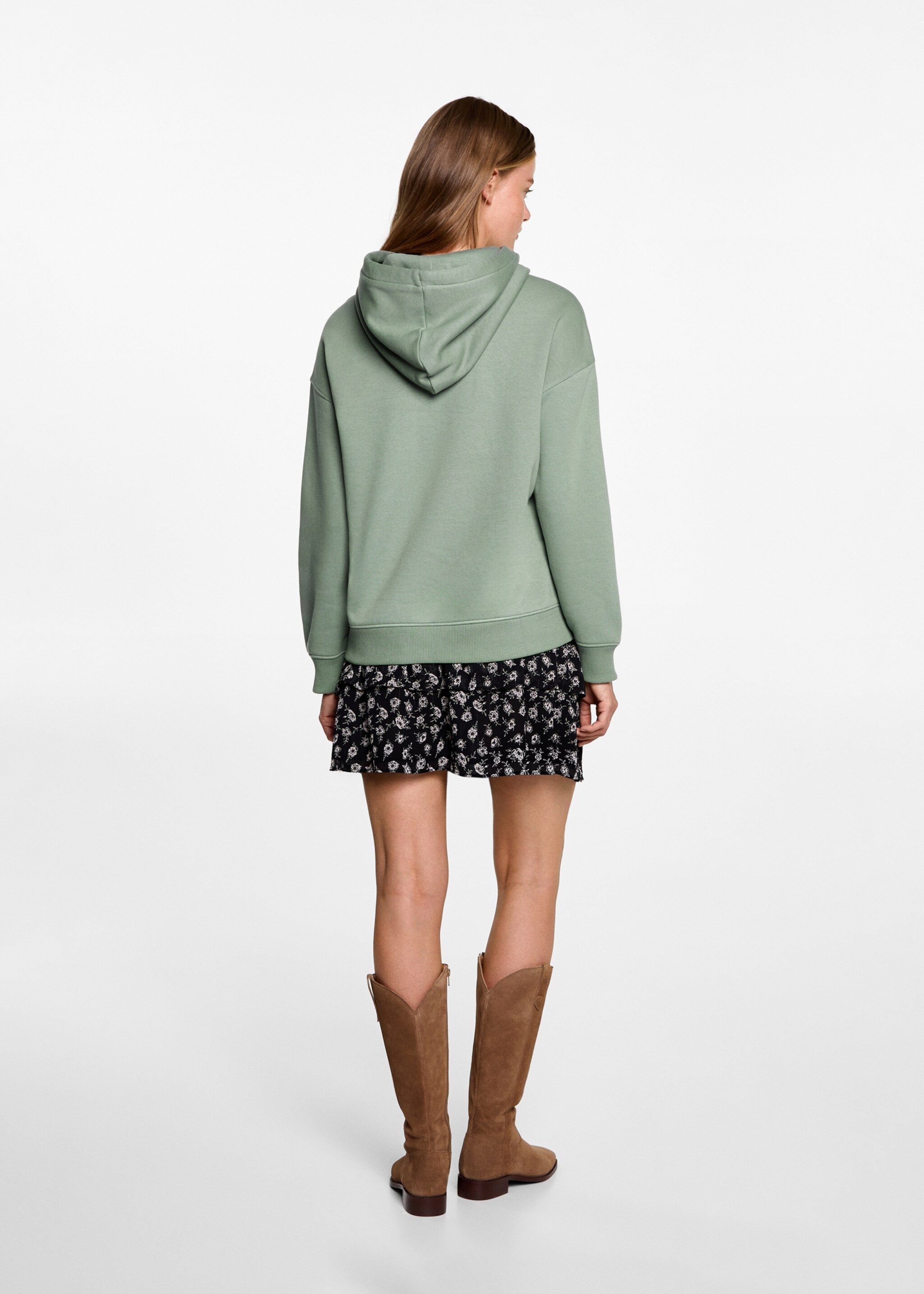 Embroidered message kangaroo pocket sweatshirt - Reverse of the article, Green. Ref: 77028274-00.