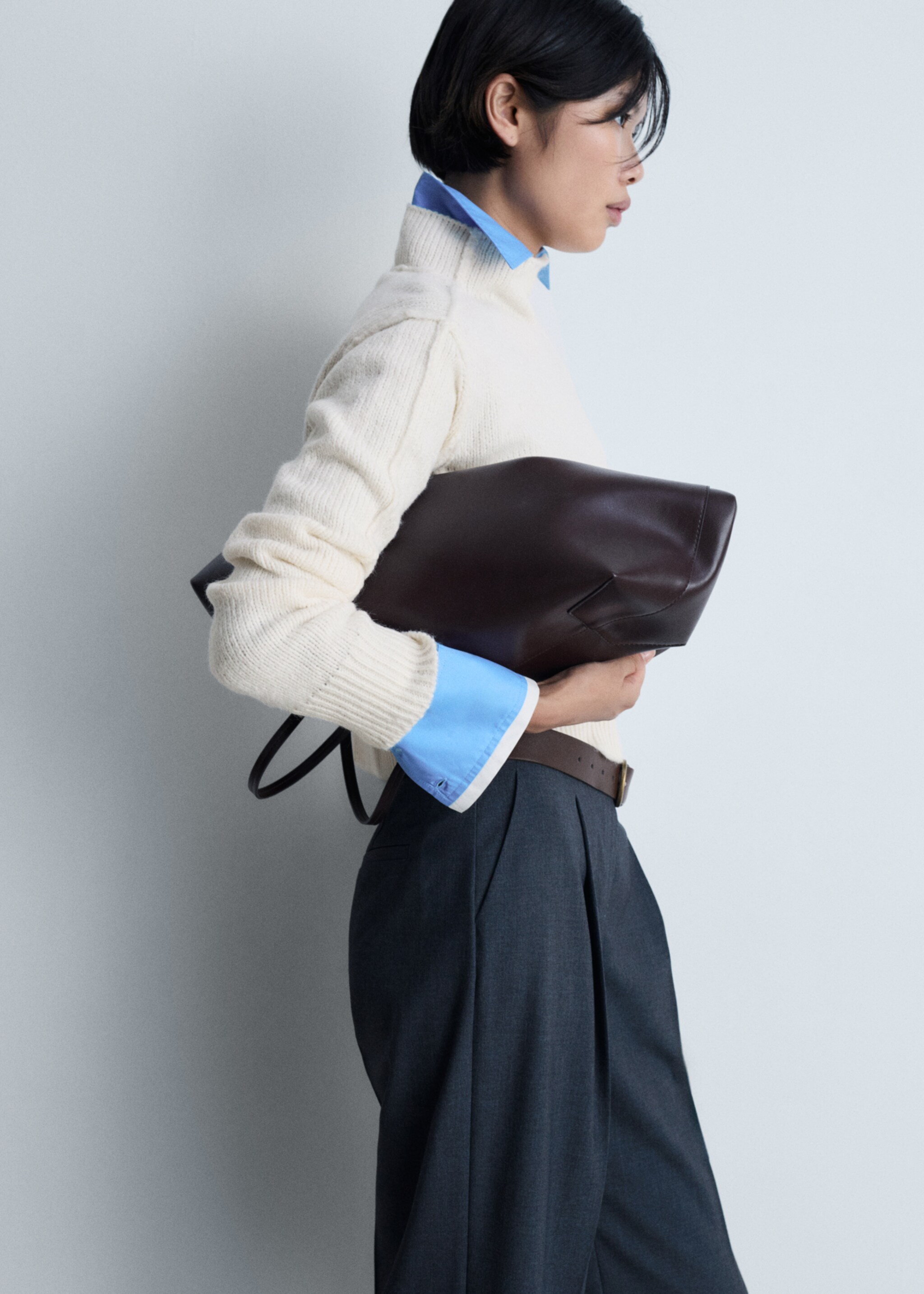 Pull-over col montant coutures - Plan moyen, Écru. Ref: 77028278-00.