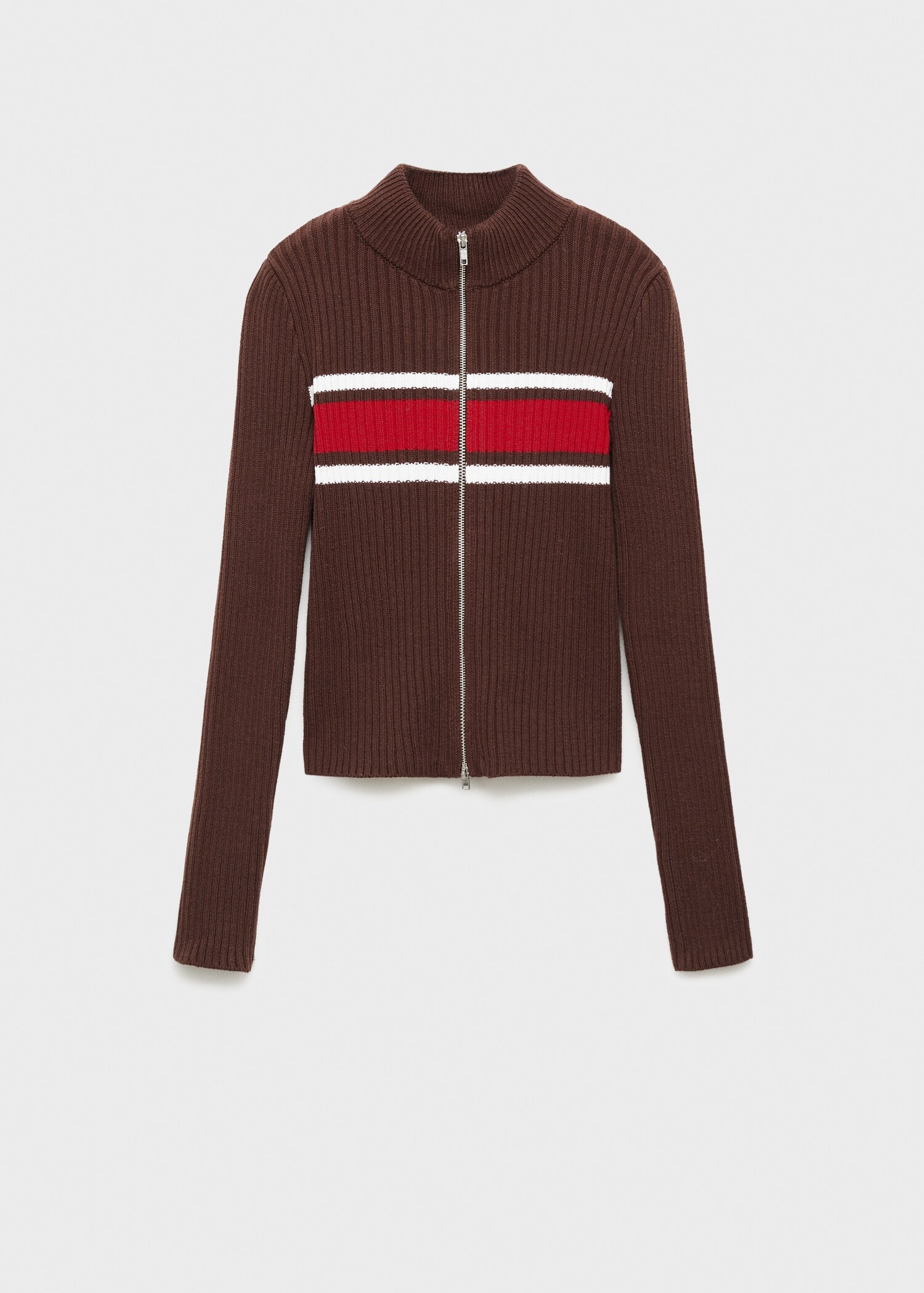 Ribbed cardigan with contrasting panel - Article without model