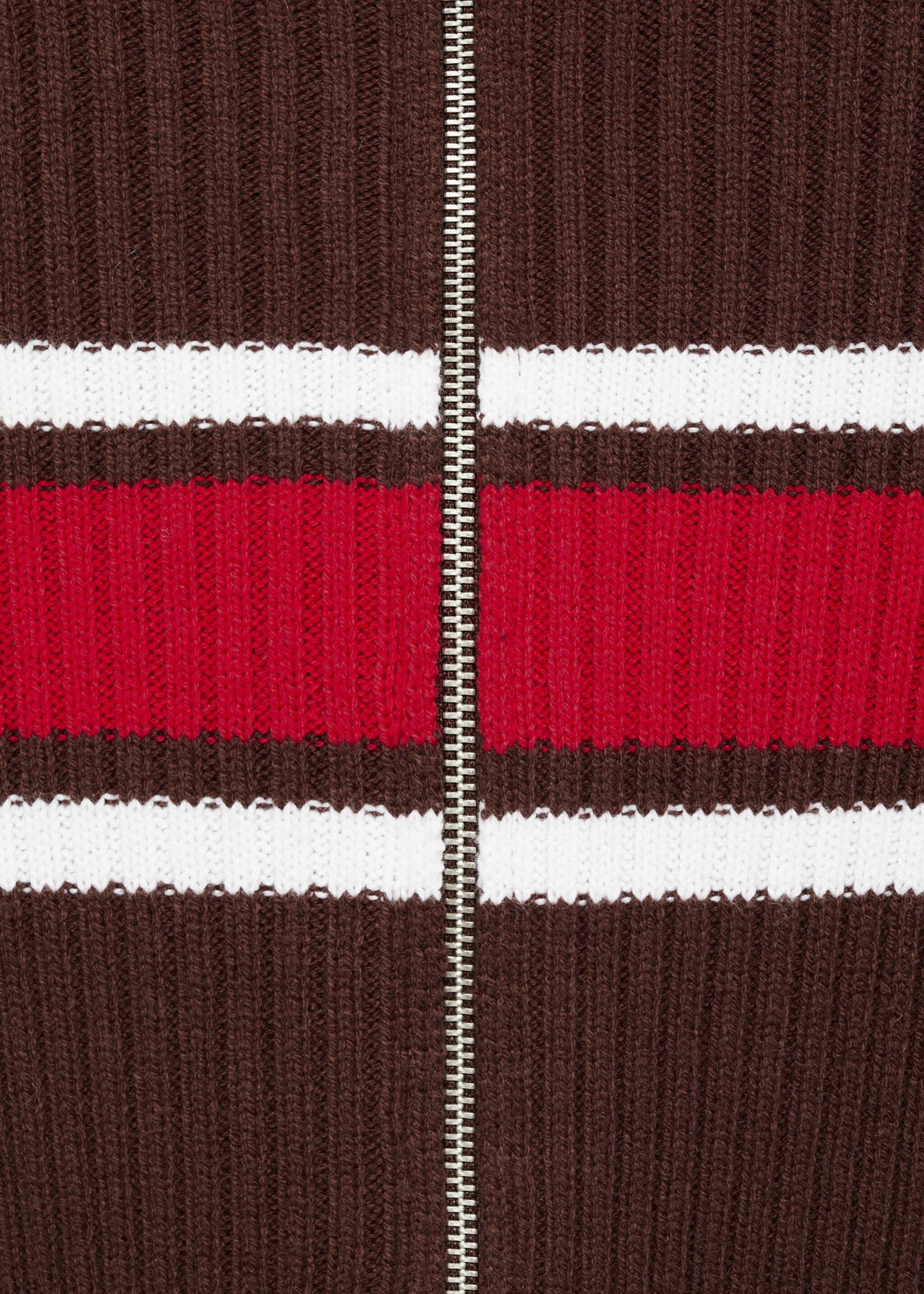 Ribbed cardigan with contrasting panel - Details of the article 0, Brown. Ref: 77028634-00.