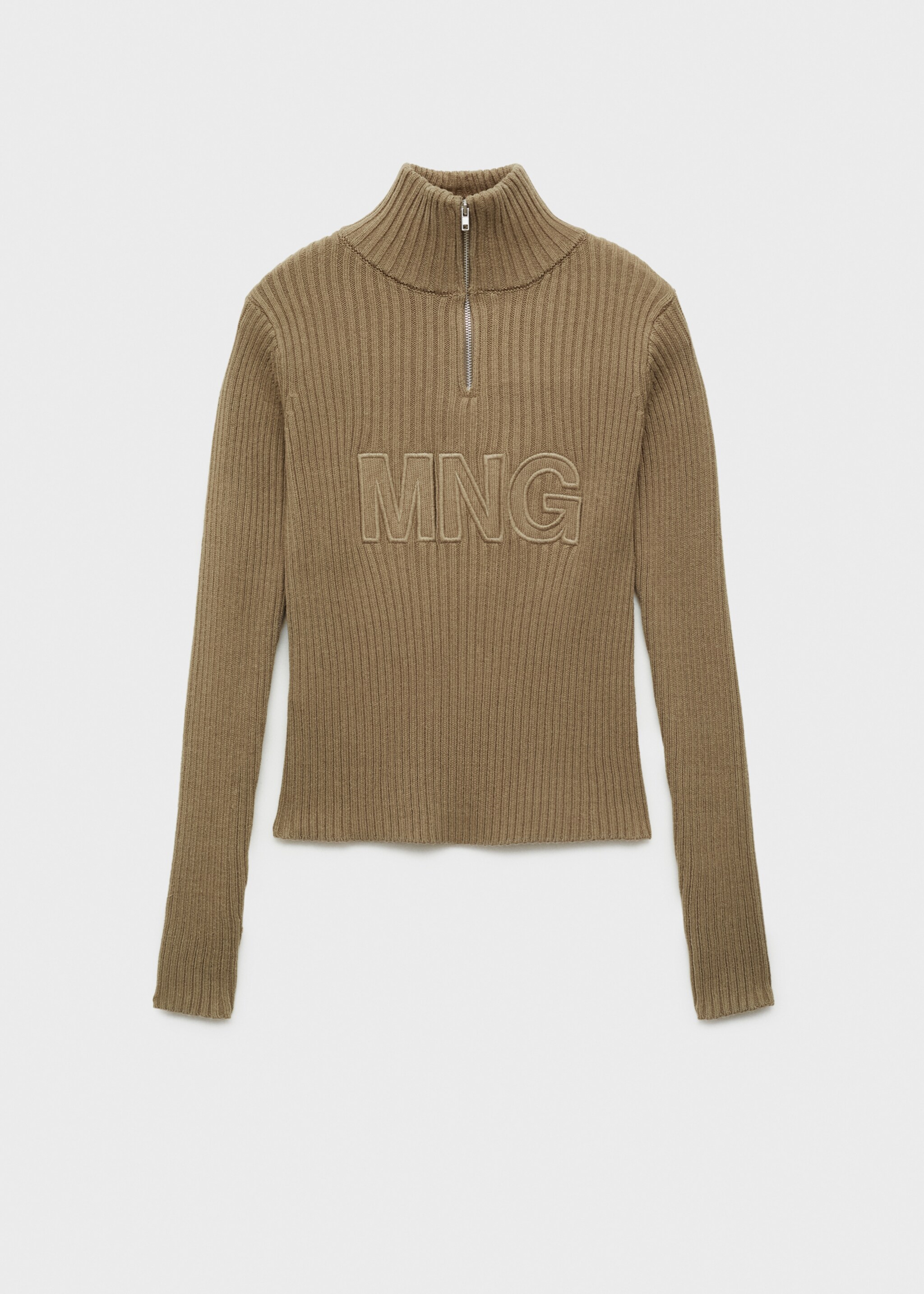 Perkins-neck sweater with logo - Article without model, Khaki. Ref: 77028636-00.
