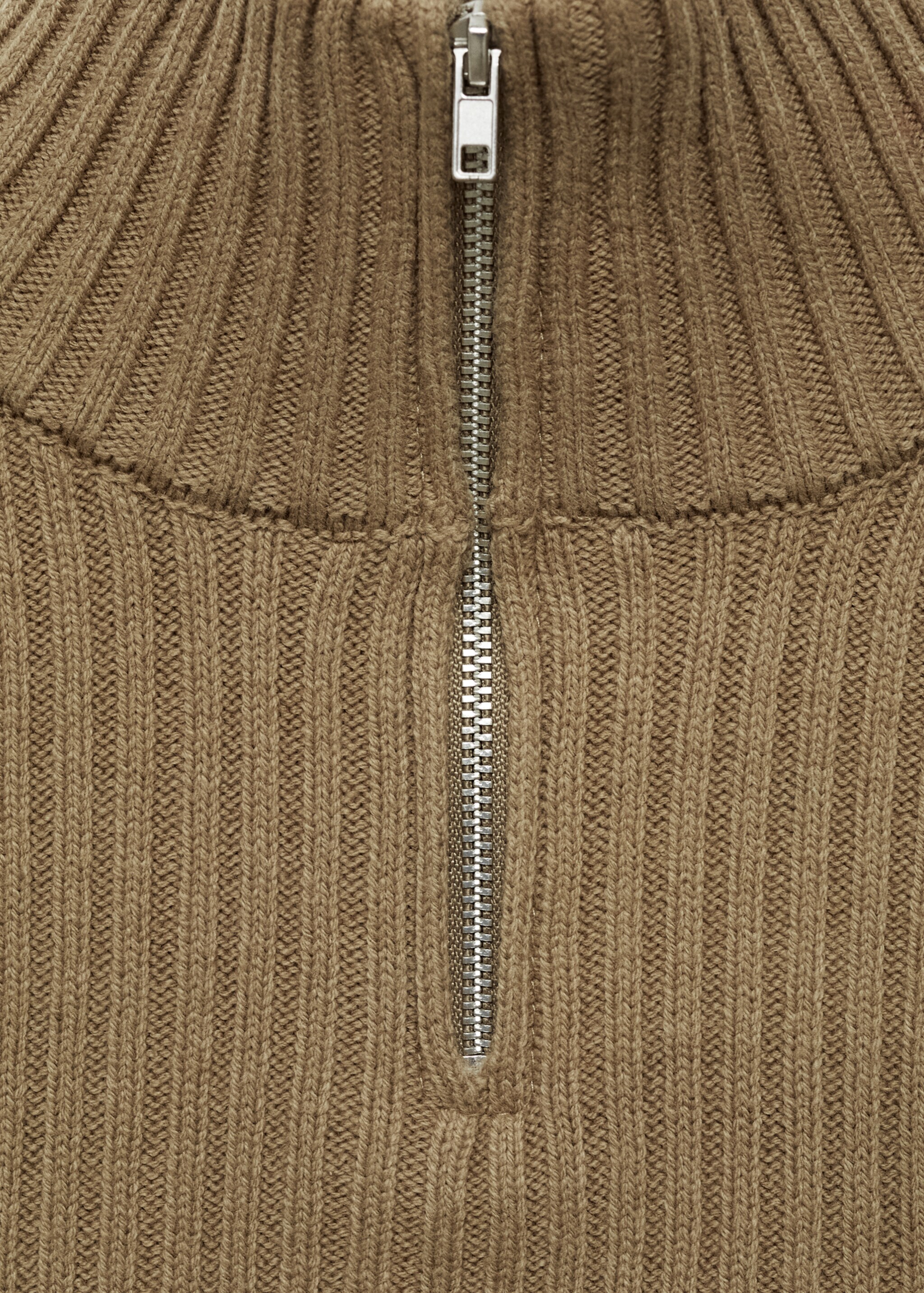 Perkins-neck sweater with logo - Details of the article 0, Khaki. Ref: 77028636-00.