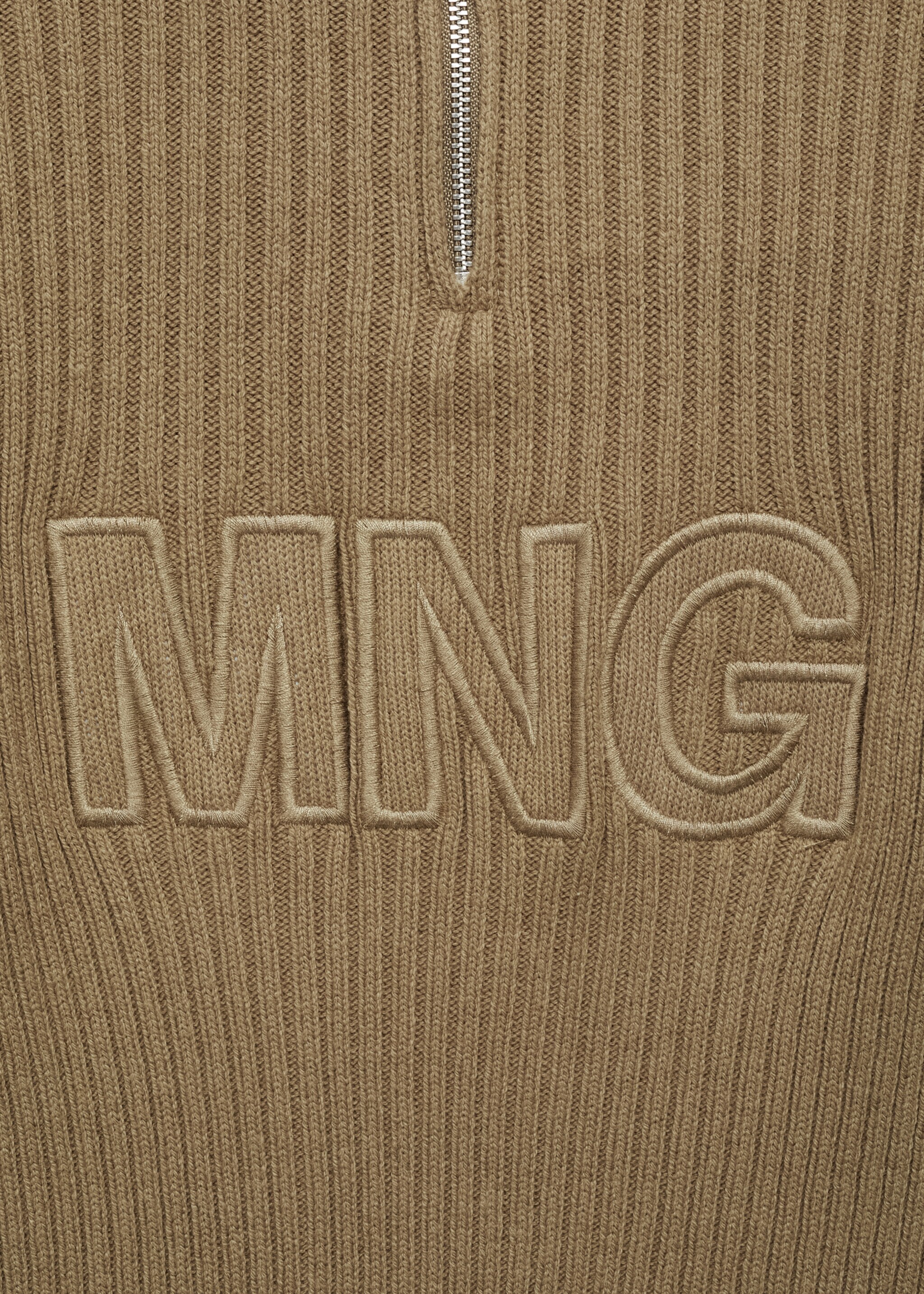 Perkins-neck sweater with logo - Details of the article 8, Khaki. Ref: 77028636-00.