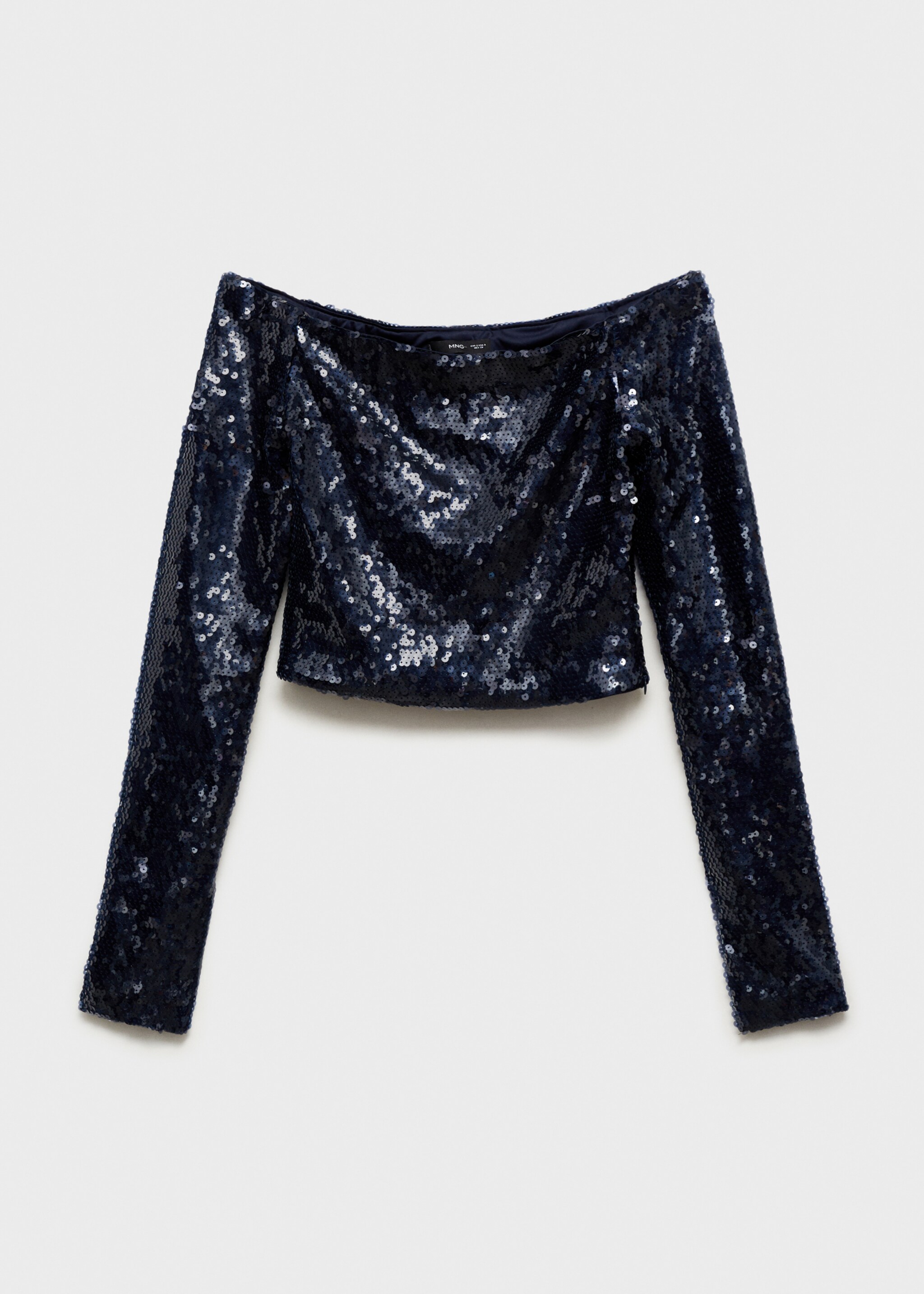 Sequined off-the-shoulder blouse - Article without model, Blue. Ref: 77029058-00.