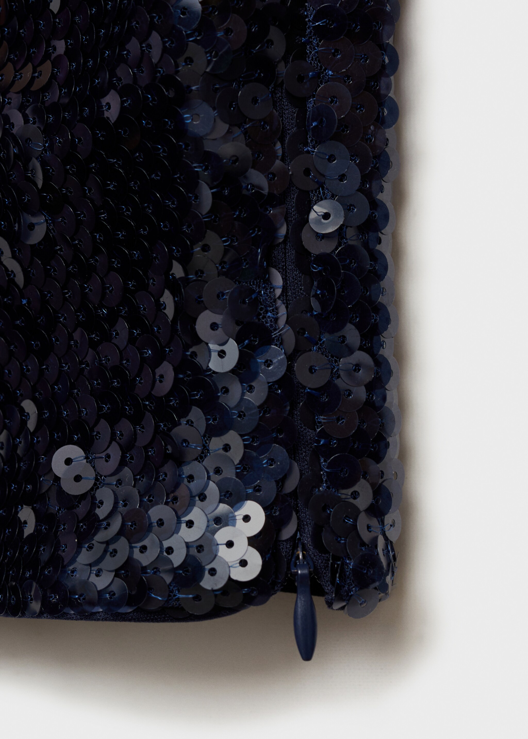 Sequined off-the-shoulder blouse - Details of the article 8, Blue. Ref: 77029058-00.