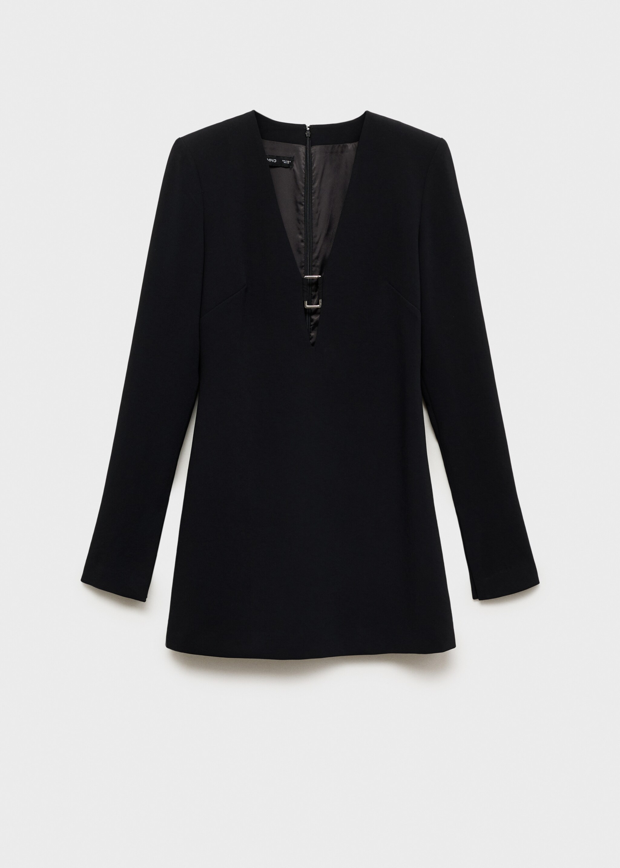 Metallic dress with neckline detail - Article without model, Black. Ref: 77029063-00.