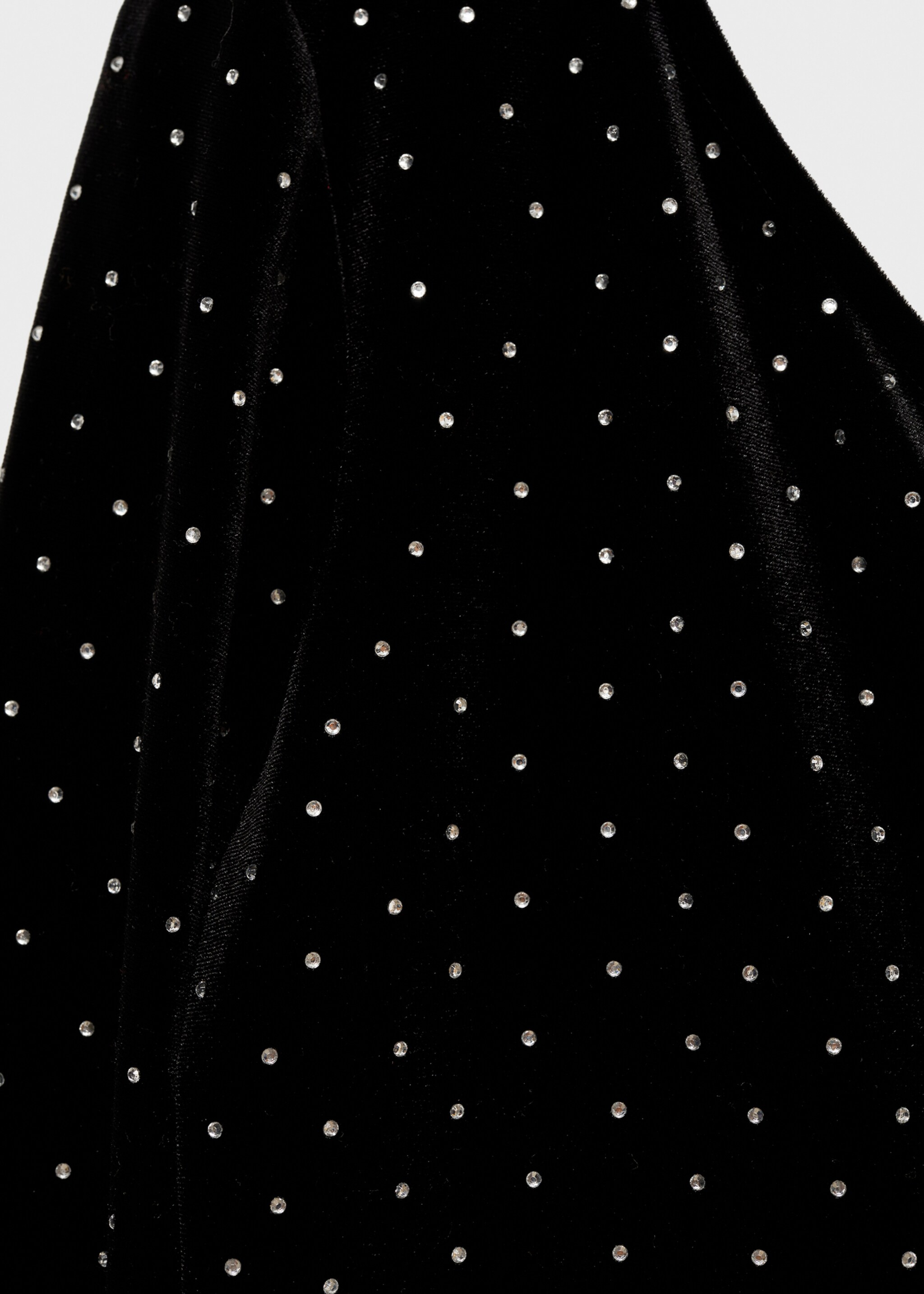 Asymmetrical rhinestone dress - Details of the article 0, Black. Ref: 77029065-00.
