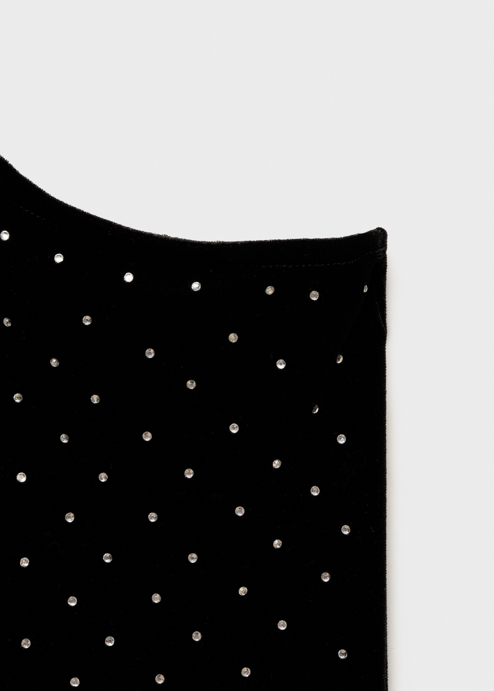 Asymmetrical rhinestone dress - Details of the article 8, Black. Ref: 77029065-00.