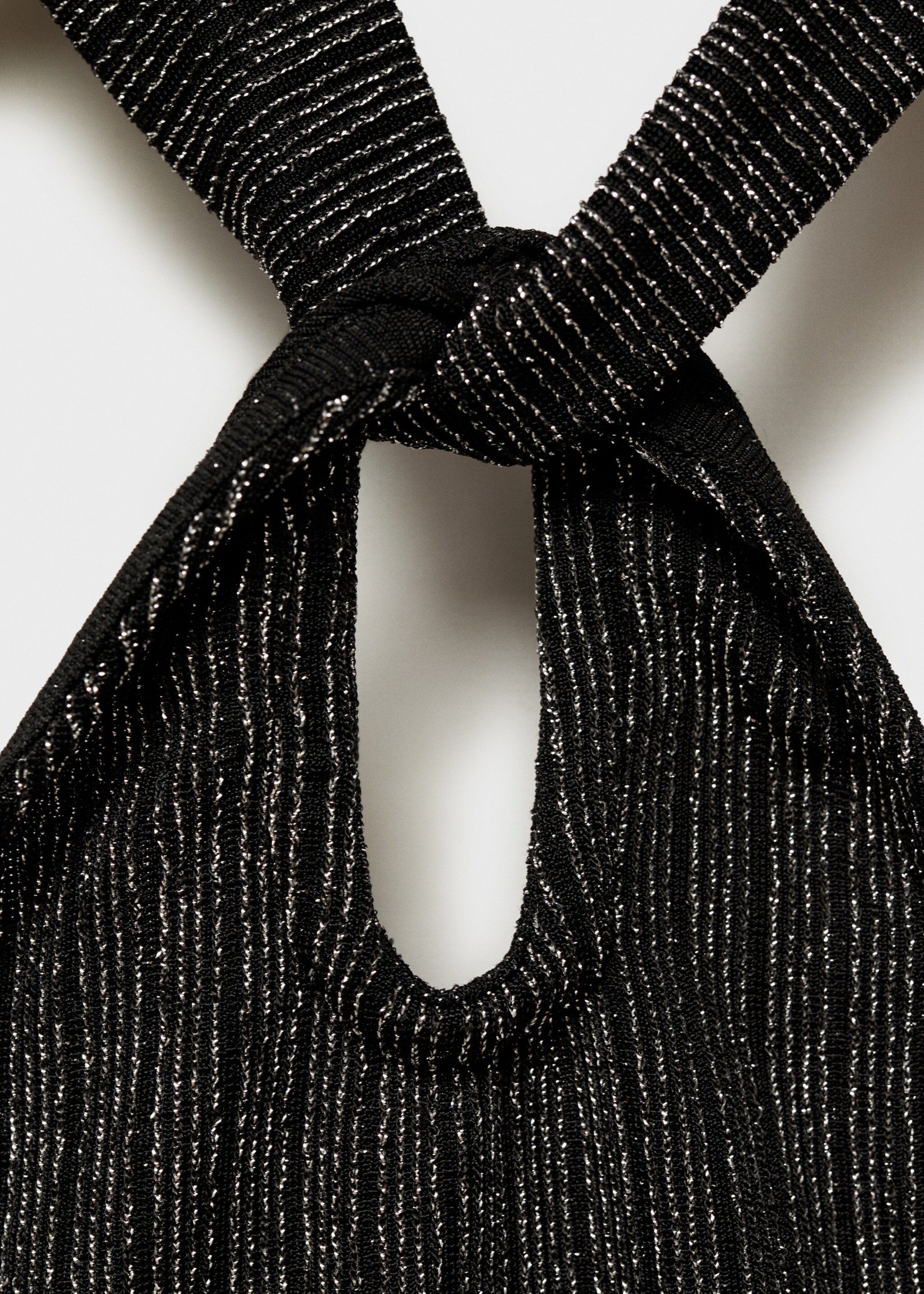 Lurex halter neck top - Details of the article 8, Black. Ref: 77029068-00.