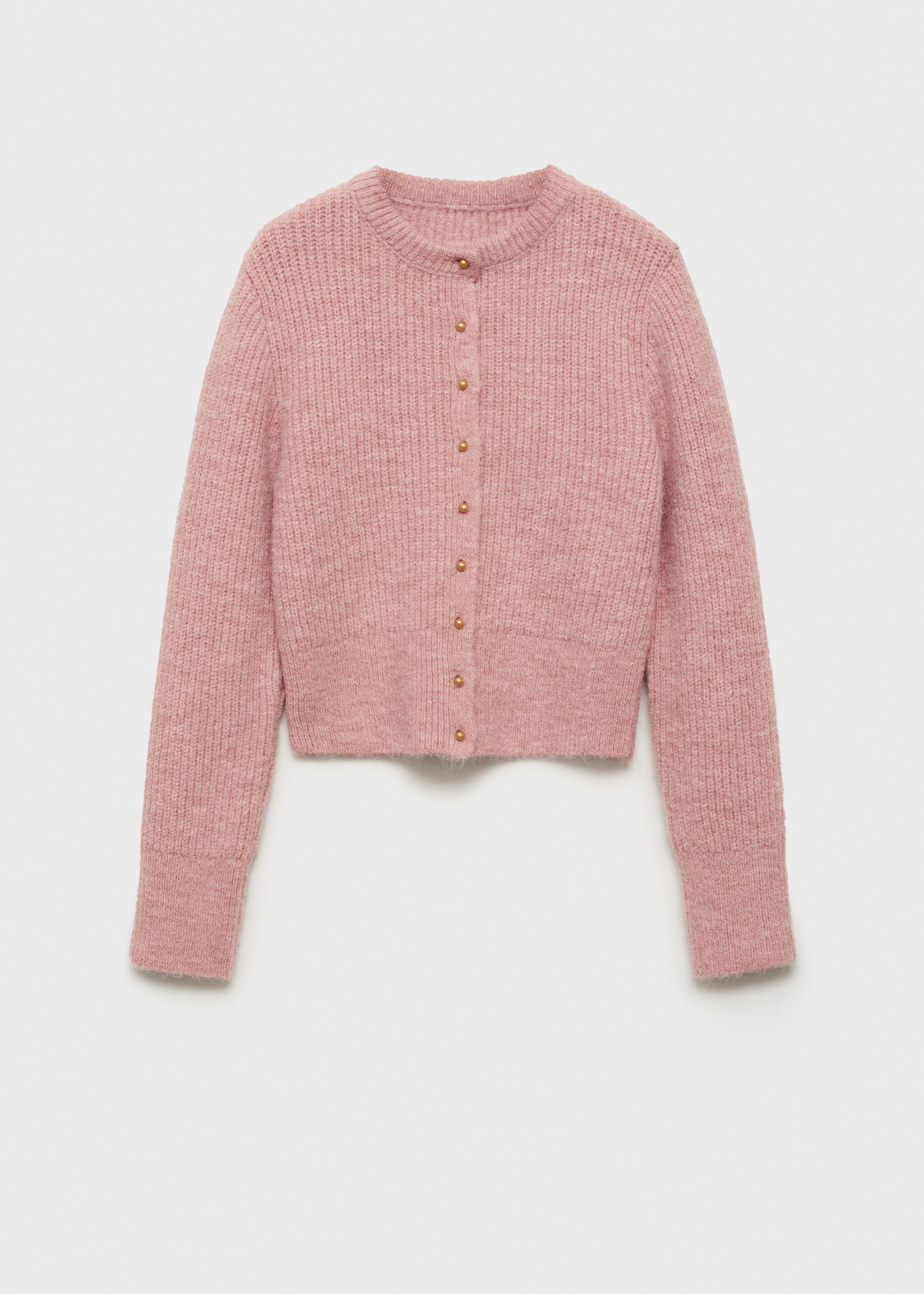 Knitted cardigan with jewel button - Article without model, Pale Pink. Ref: 77029071-00.