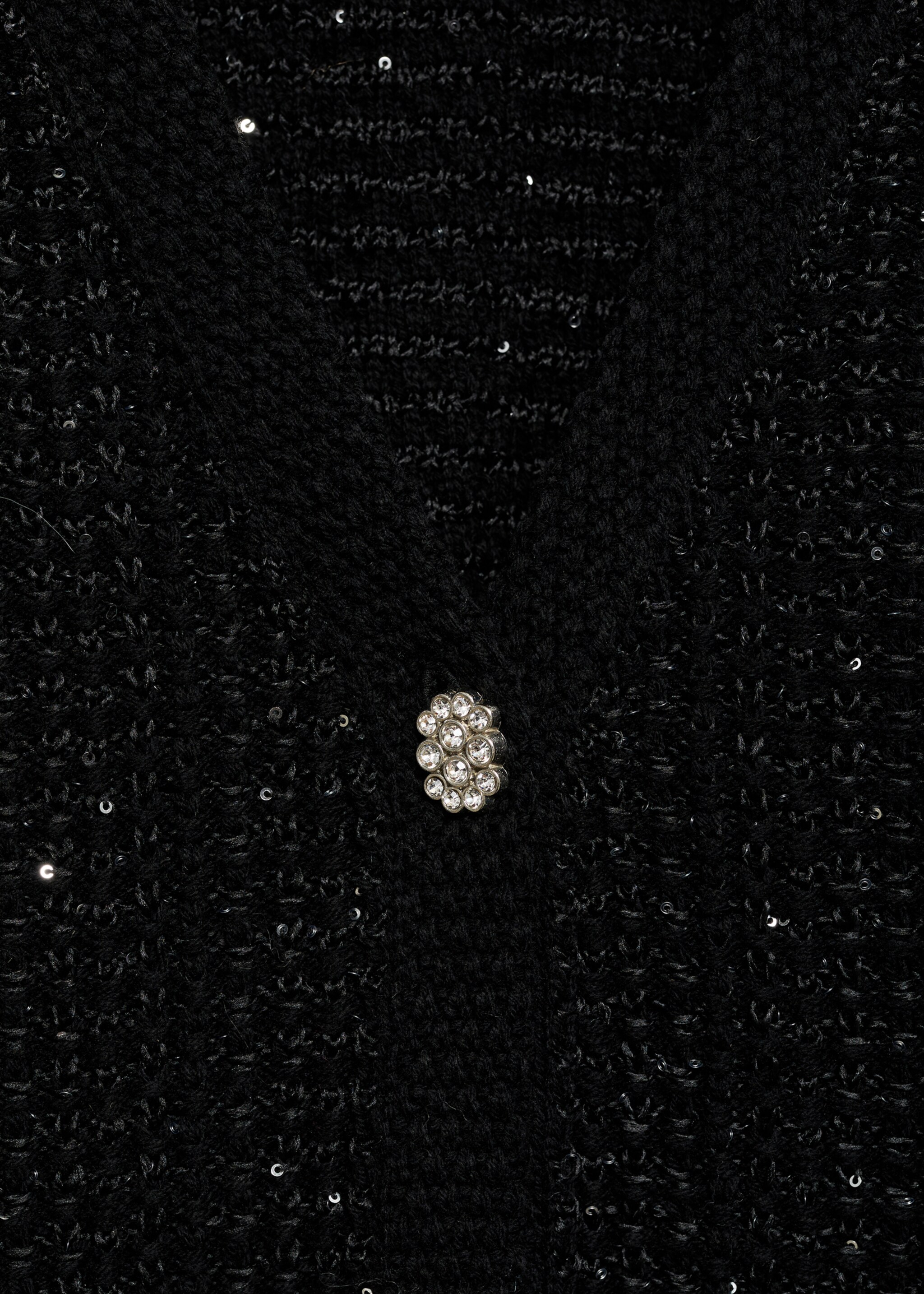 Knitted cardigan with shiny details - Details of the article 0, Black. Ref: 77029075-00.