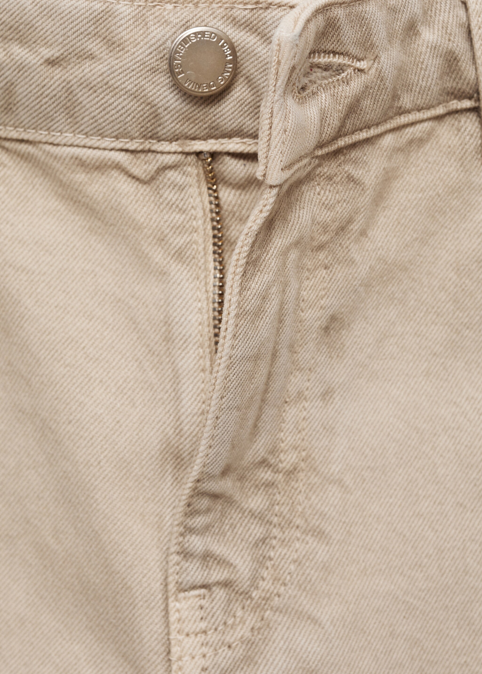 Wide leg jeans with seam detail - Details of the article 8, Light/Pastel Grey. Ref: 77029076-00.