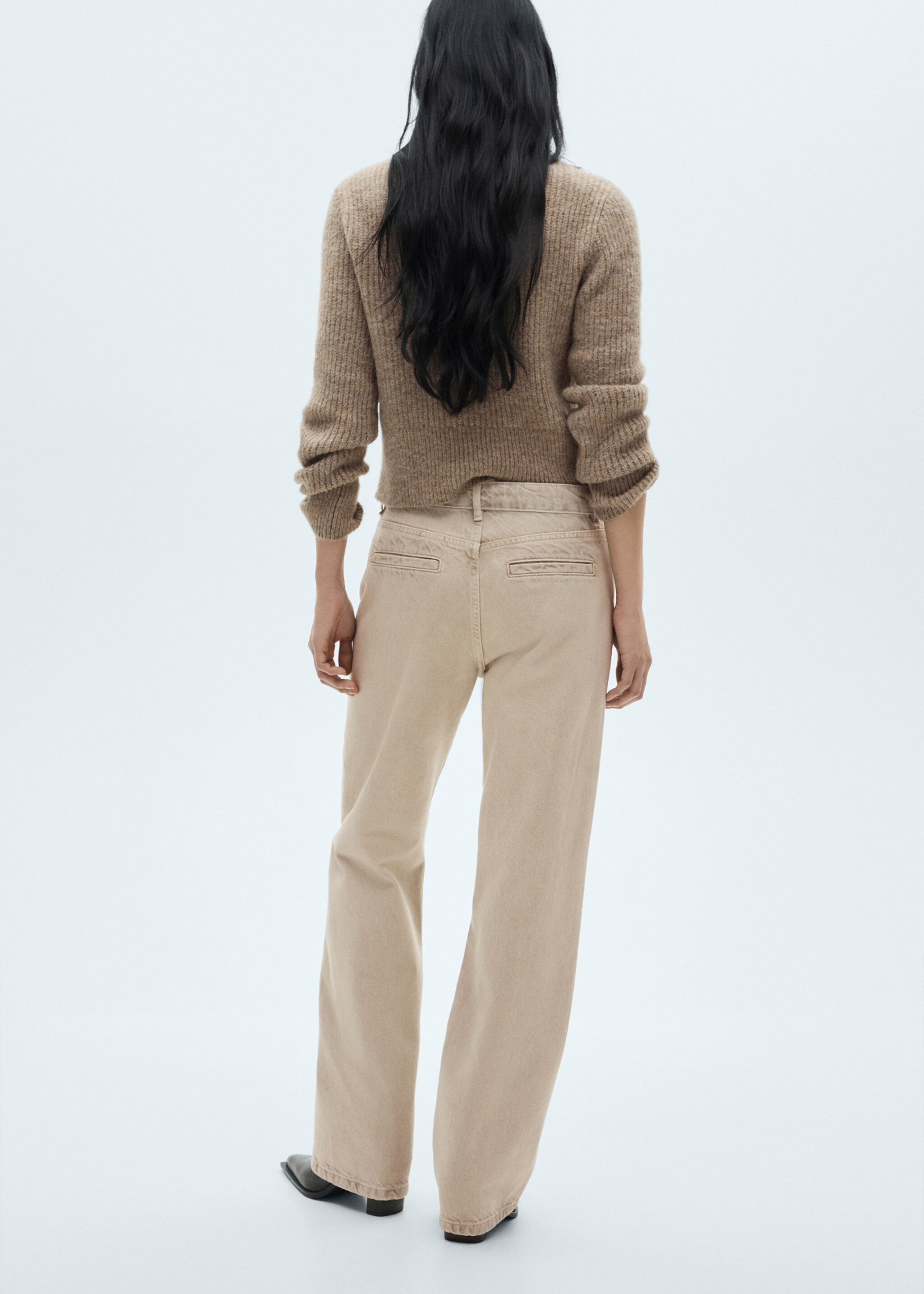 Wide leg jeans with seam detail - Reverse of the article, Light/Pastel Grey. Ref: 77029076-00.