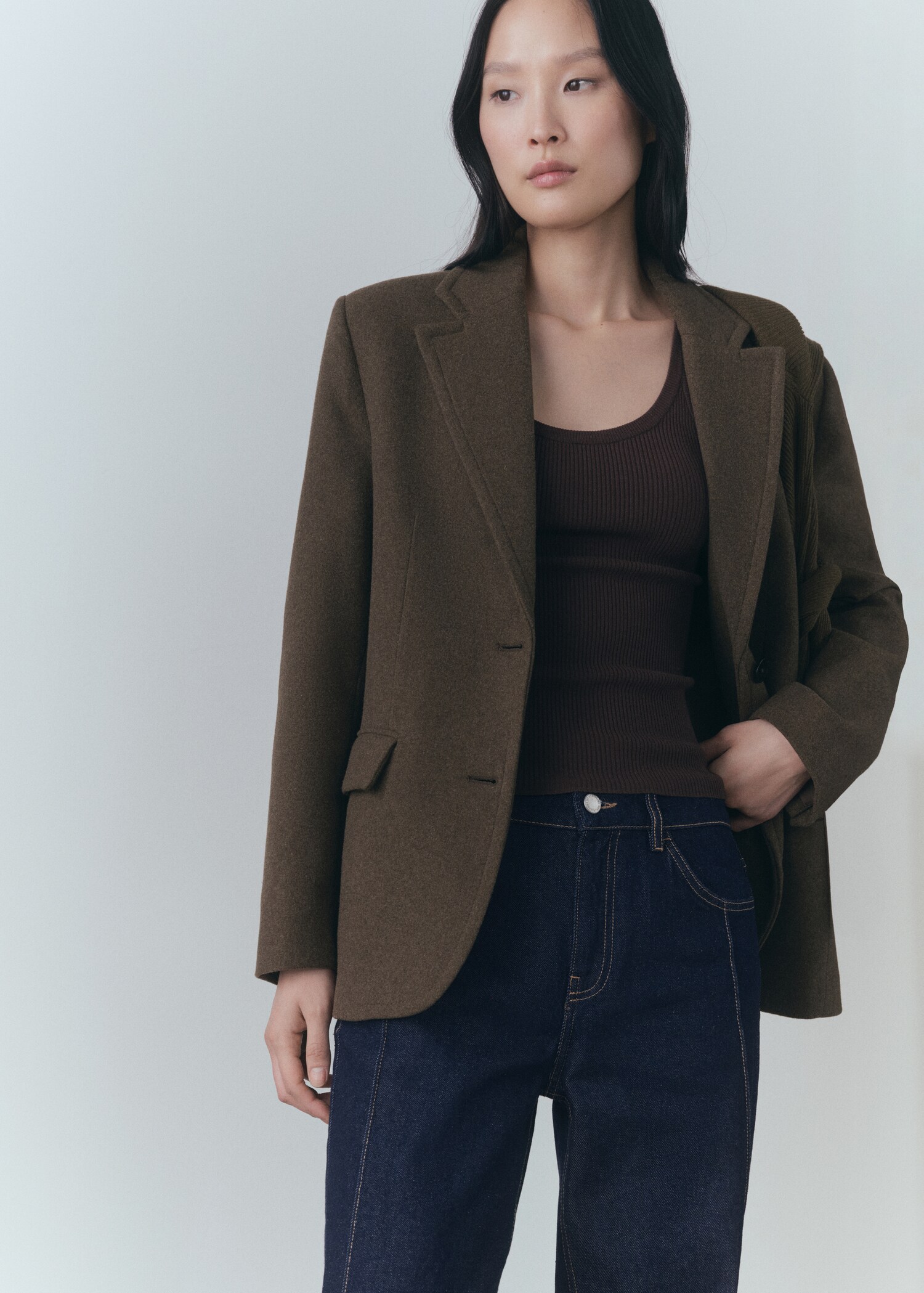 Rinse-wash straight-fit jeans met stiksels - Detail van het artikel 1