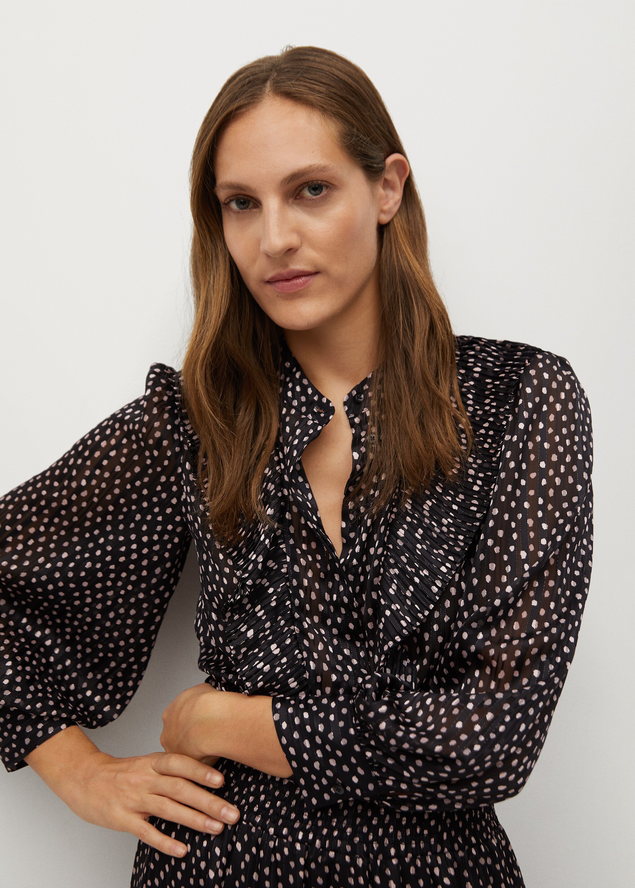 Blusa estampada volantes - Plano medio