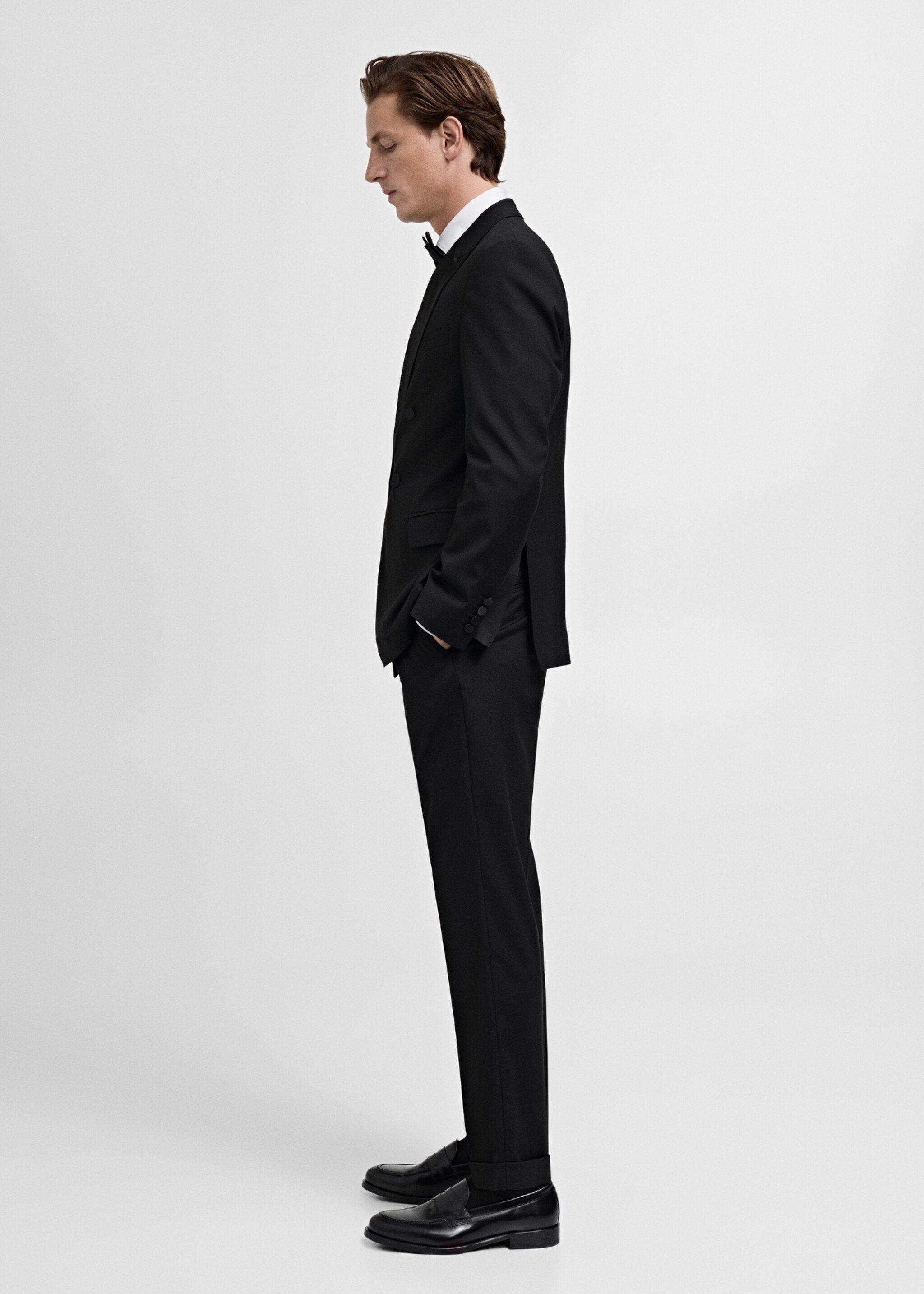 Slim-fit tuxedo suit trousers - Details of the article 2, Black. Ref: 77029229-00.