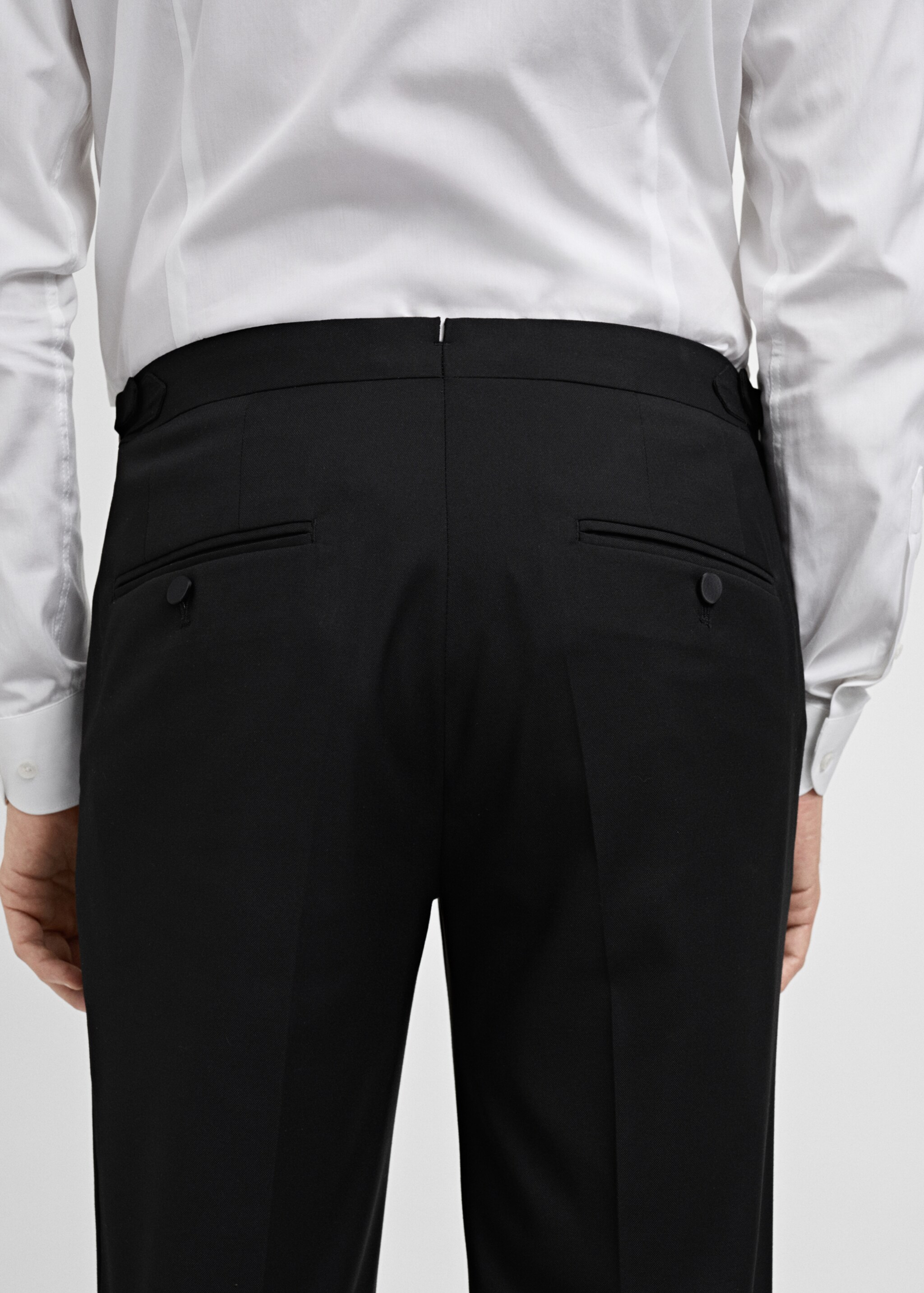 Slim-fit tuxedo suit trousers - Details of the article 6, Black. Ref: 77029229-00.