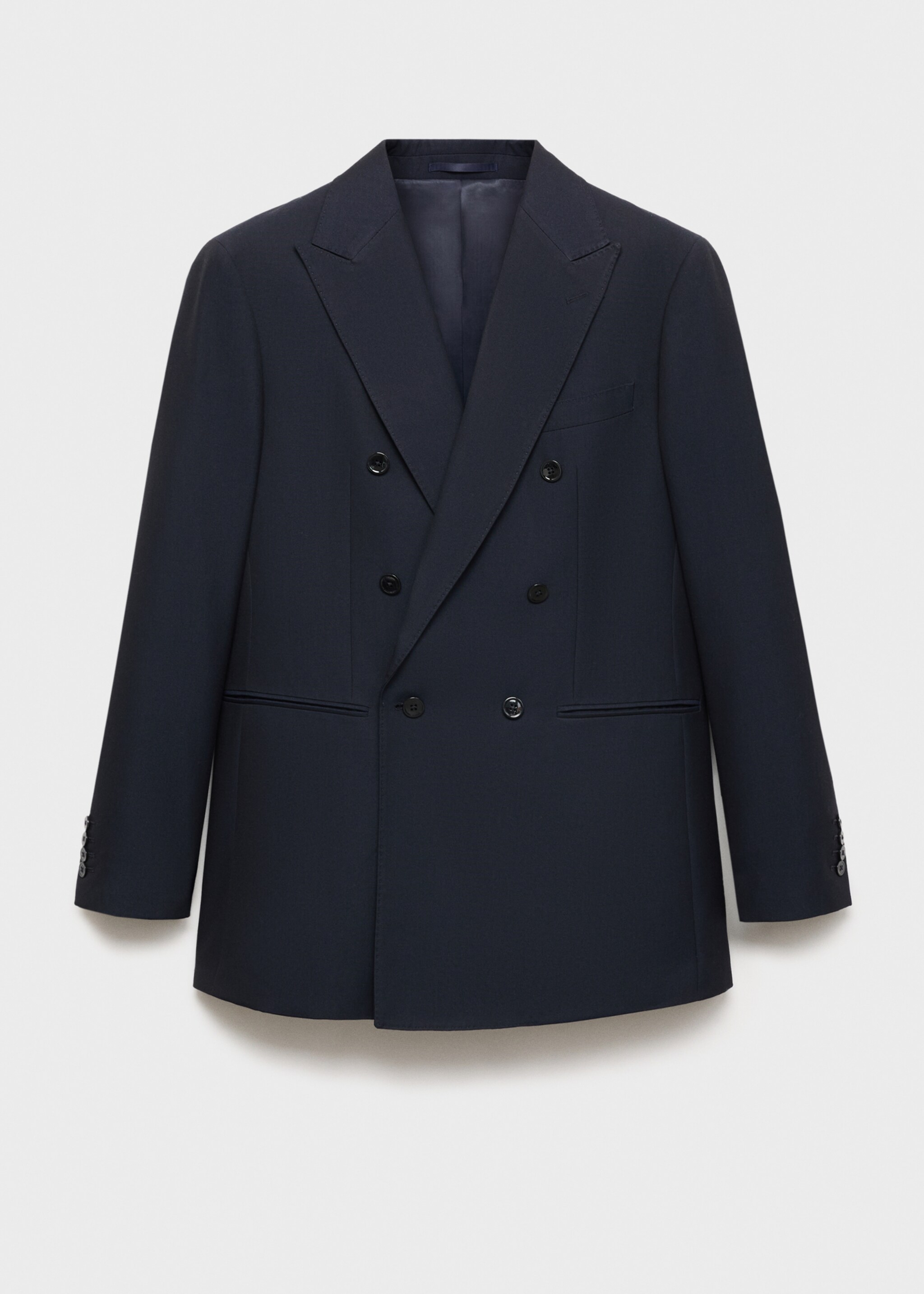 Slim fit double-breasted suit blazer - Article without model, Dark Navy. Ref: 77029230-00.