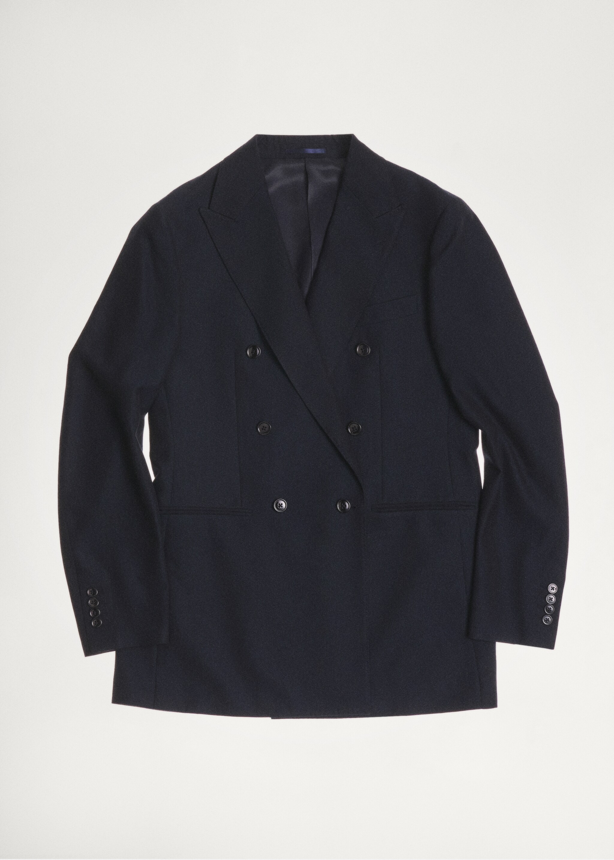Slim fit double-breasted suit blazer - Details of the article 5, Dark Navy. Ref: 77029230-00.