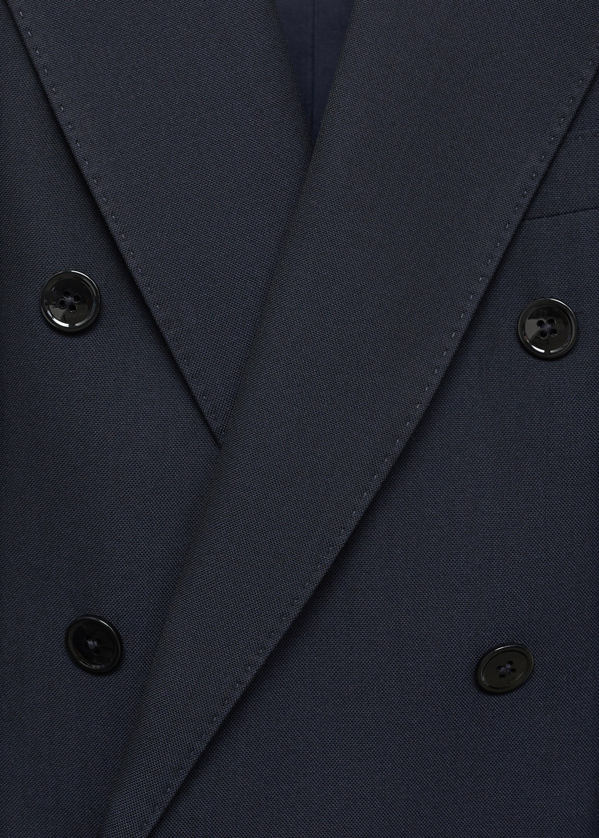 Slim fit double-breasted suit blazer - Details of the article 8, Dark Navy. Ref: 77029230-00.