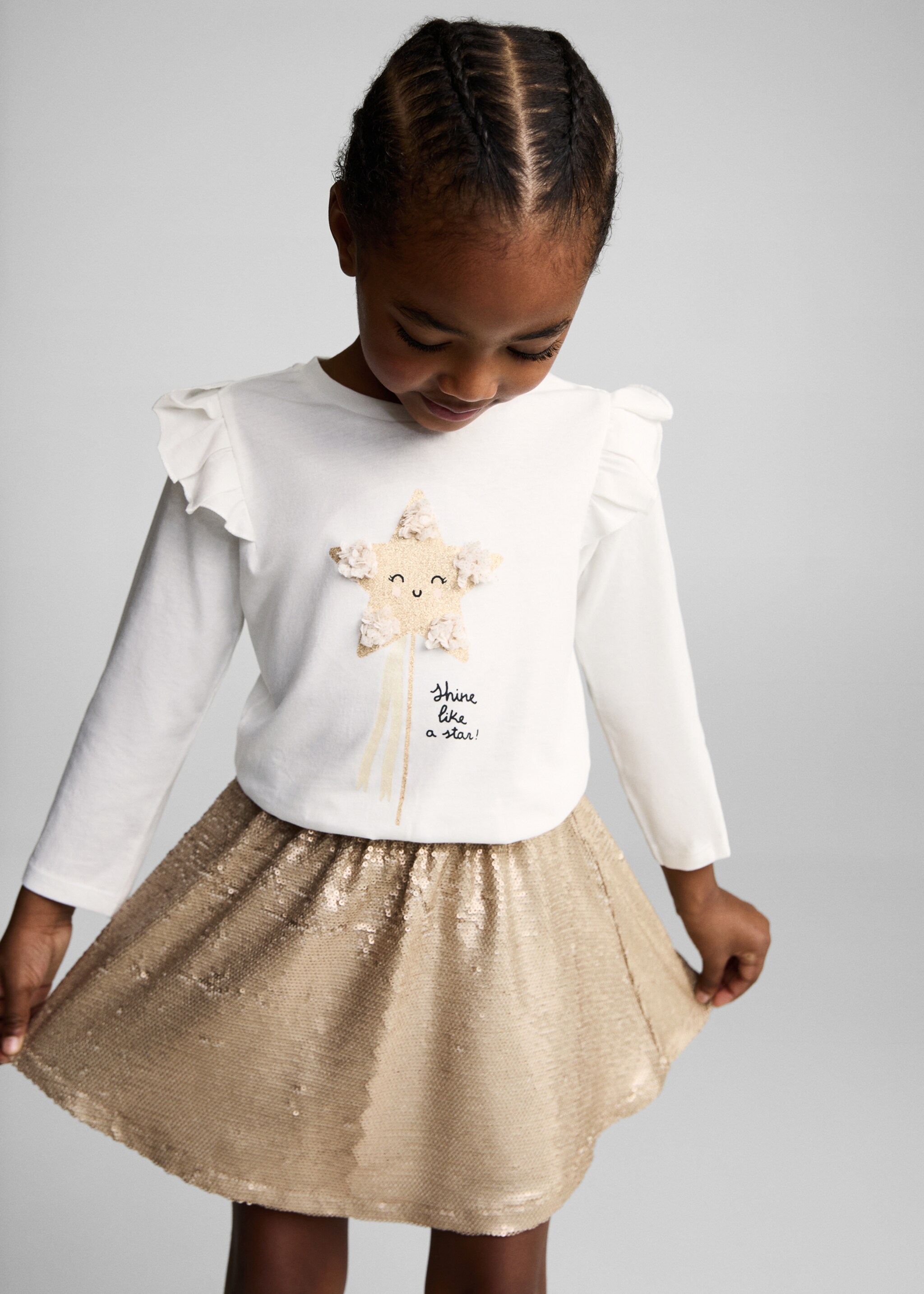Camiseta estampado relieve - Plano medio, Blanco roto. Ref: 77029241-00.