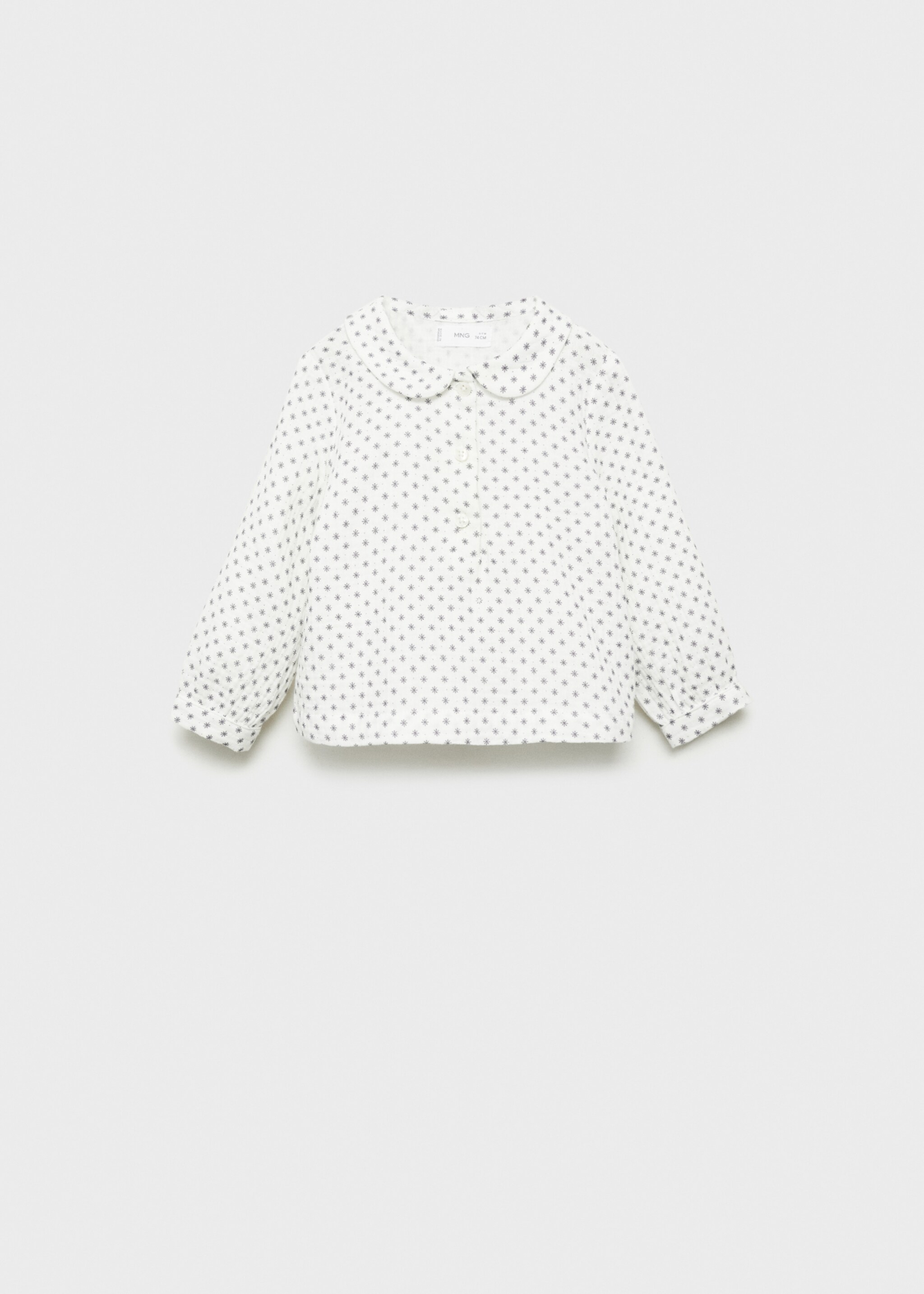 Printed cotton blouse - Article without model, Off White. Ref: 77029243-00.
