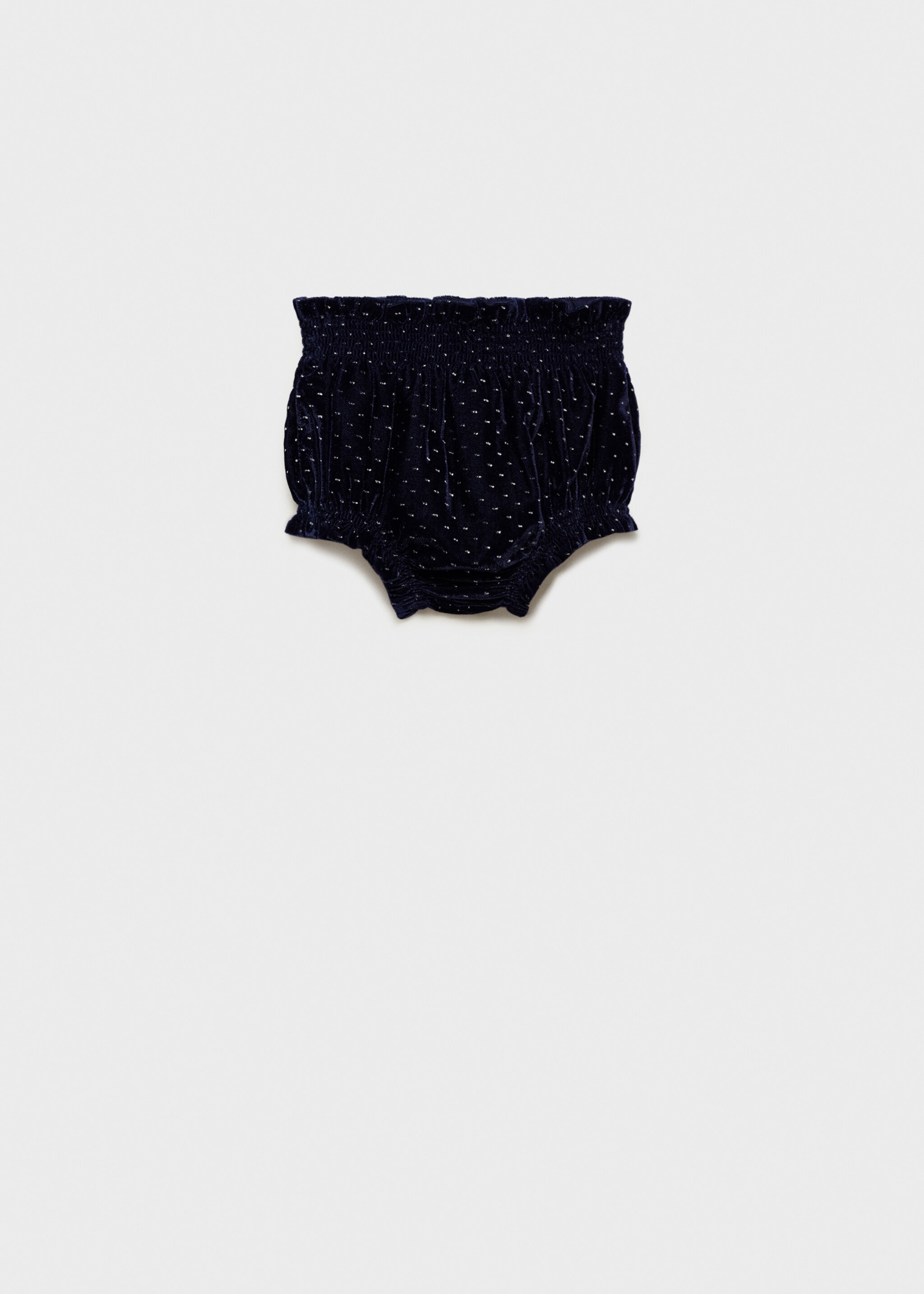 Polka-dot velvet short - Article without model, Dark Navy. Ref: 77029244-00.