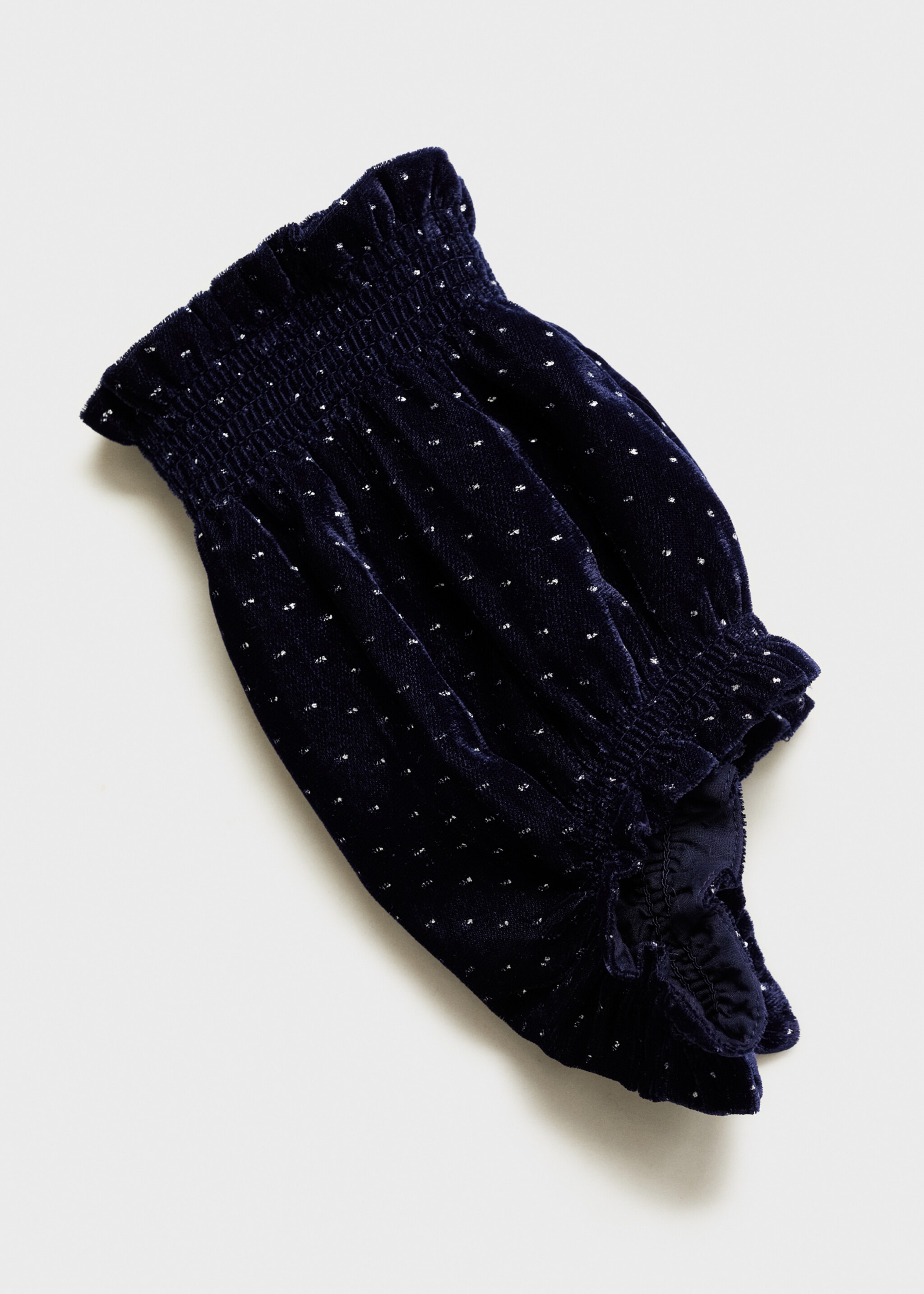 Polka-dot velvet short - Details of the article 0, Dark Navy. Ref: 77029244-00.