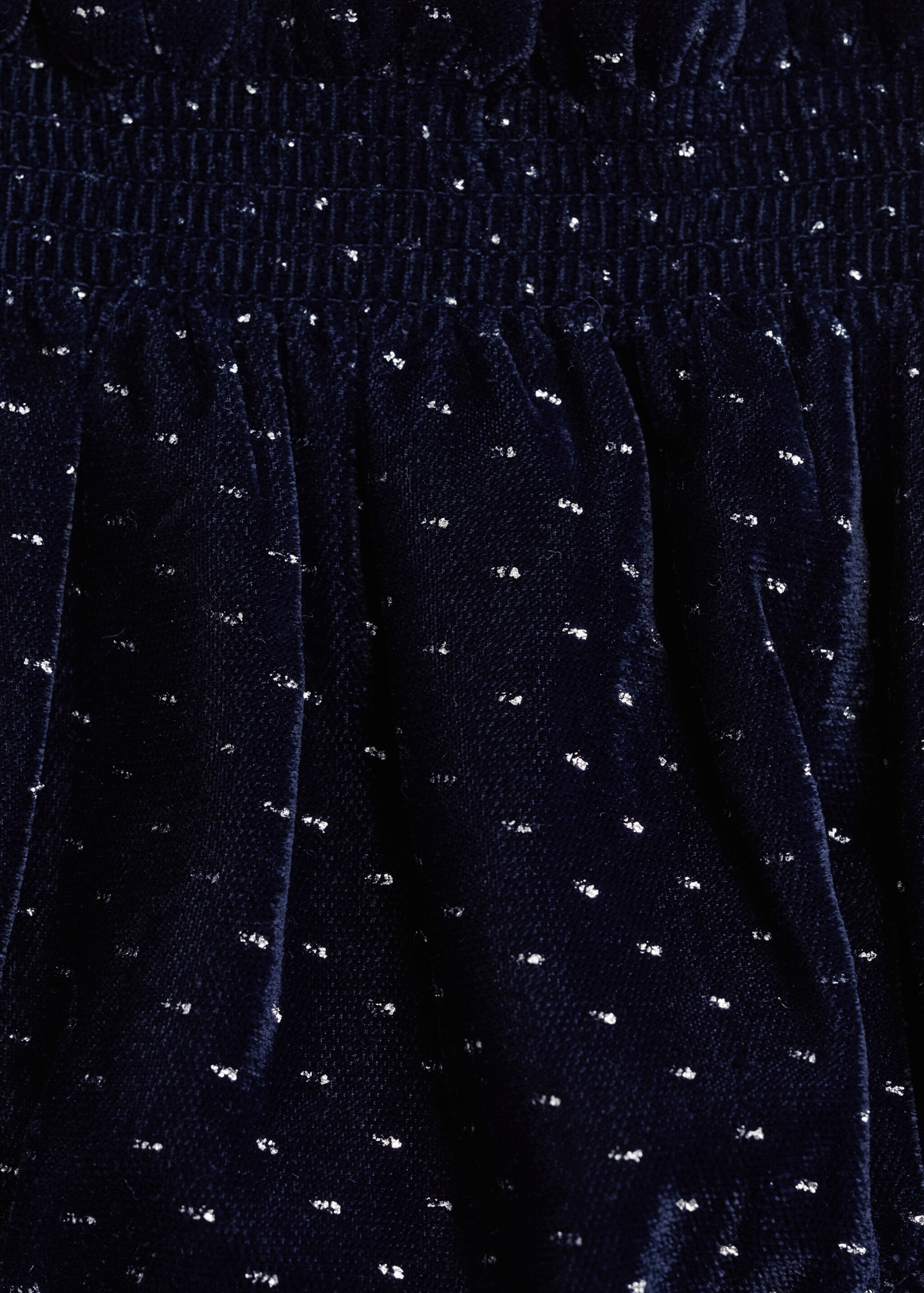 Polka-dot velvet short - Details of the article 8, Dark Navy. Ref: 77029244-00.