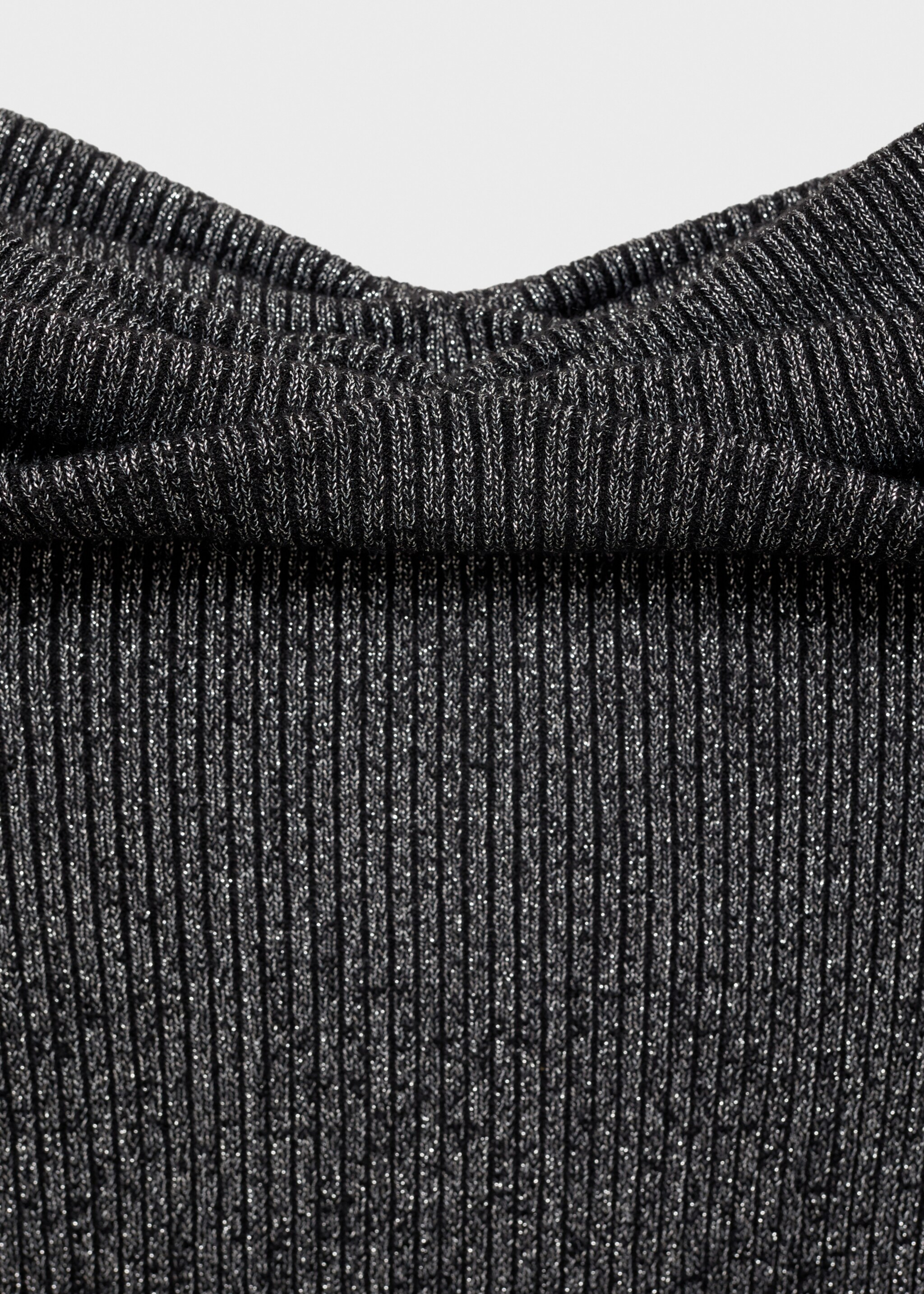 Lurex sweater with bare shoulders - Details of the article 8, Grey. Ref: 77029406-00.