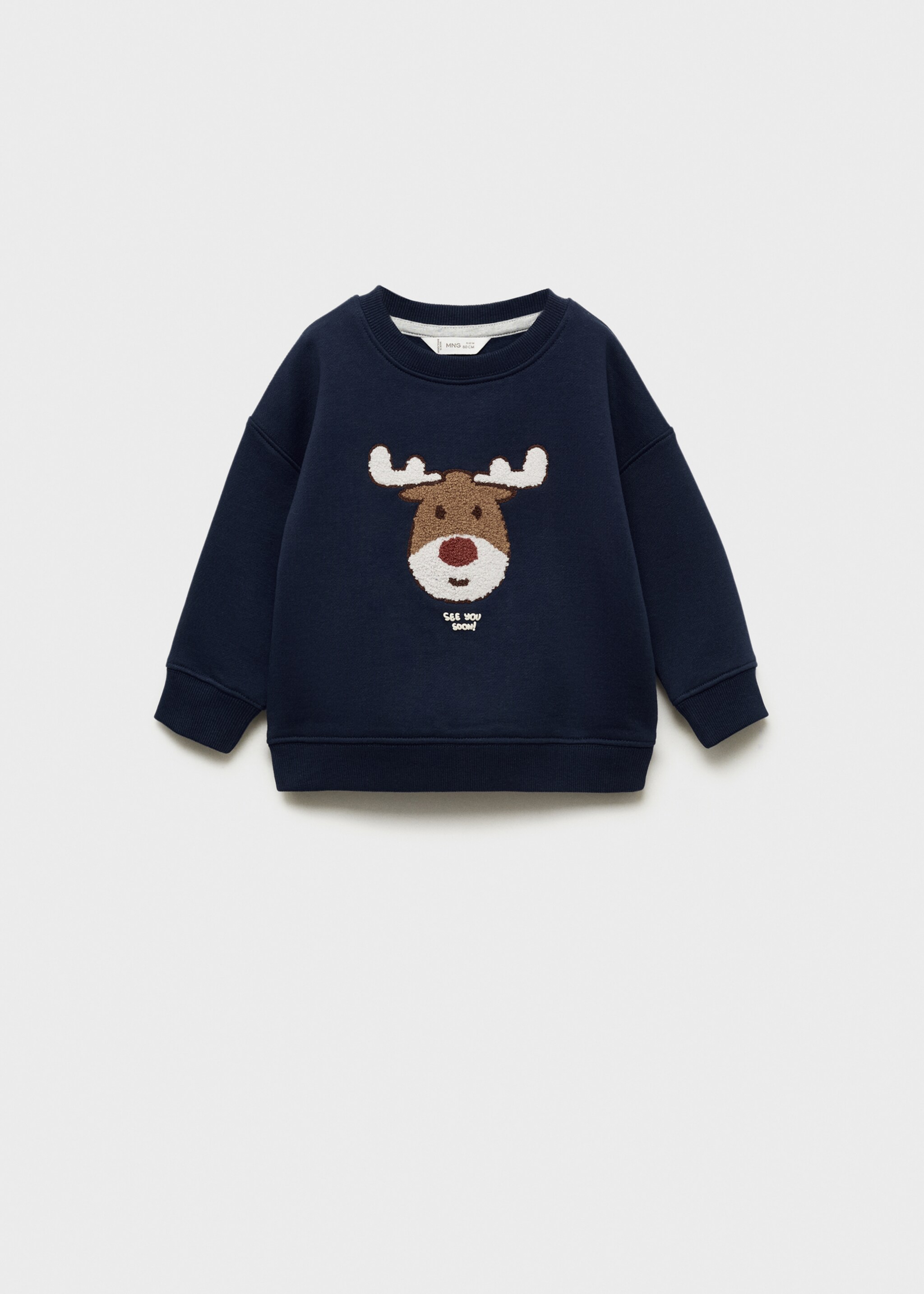 Christmas-print sweatshirt - Article without model, Dark Navy. Ref: 77029408-00.