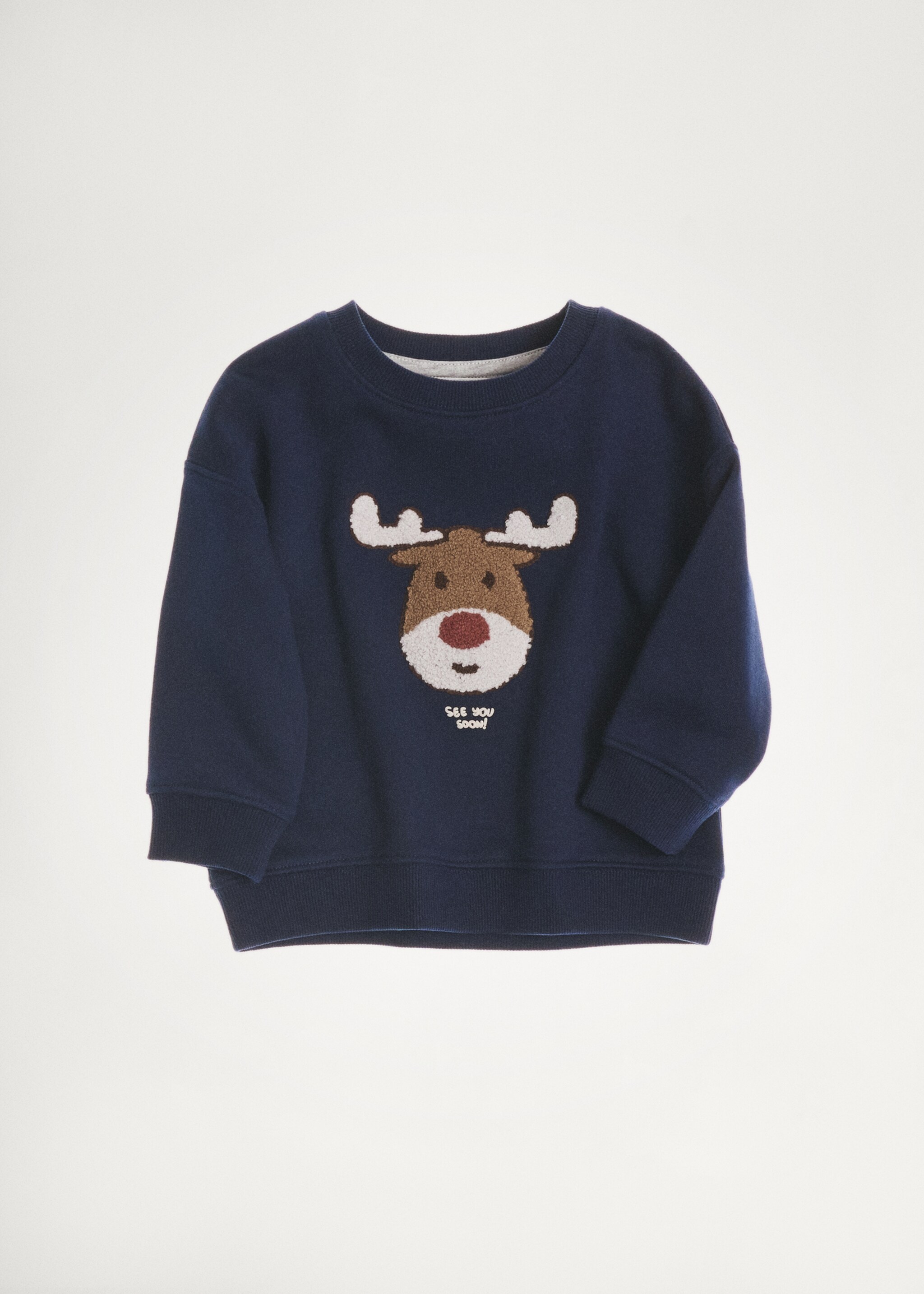 Christmas-print sweatshirt - Details of the article 5, Dark Navy. Ref: 77029408-00.