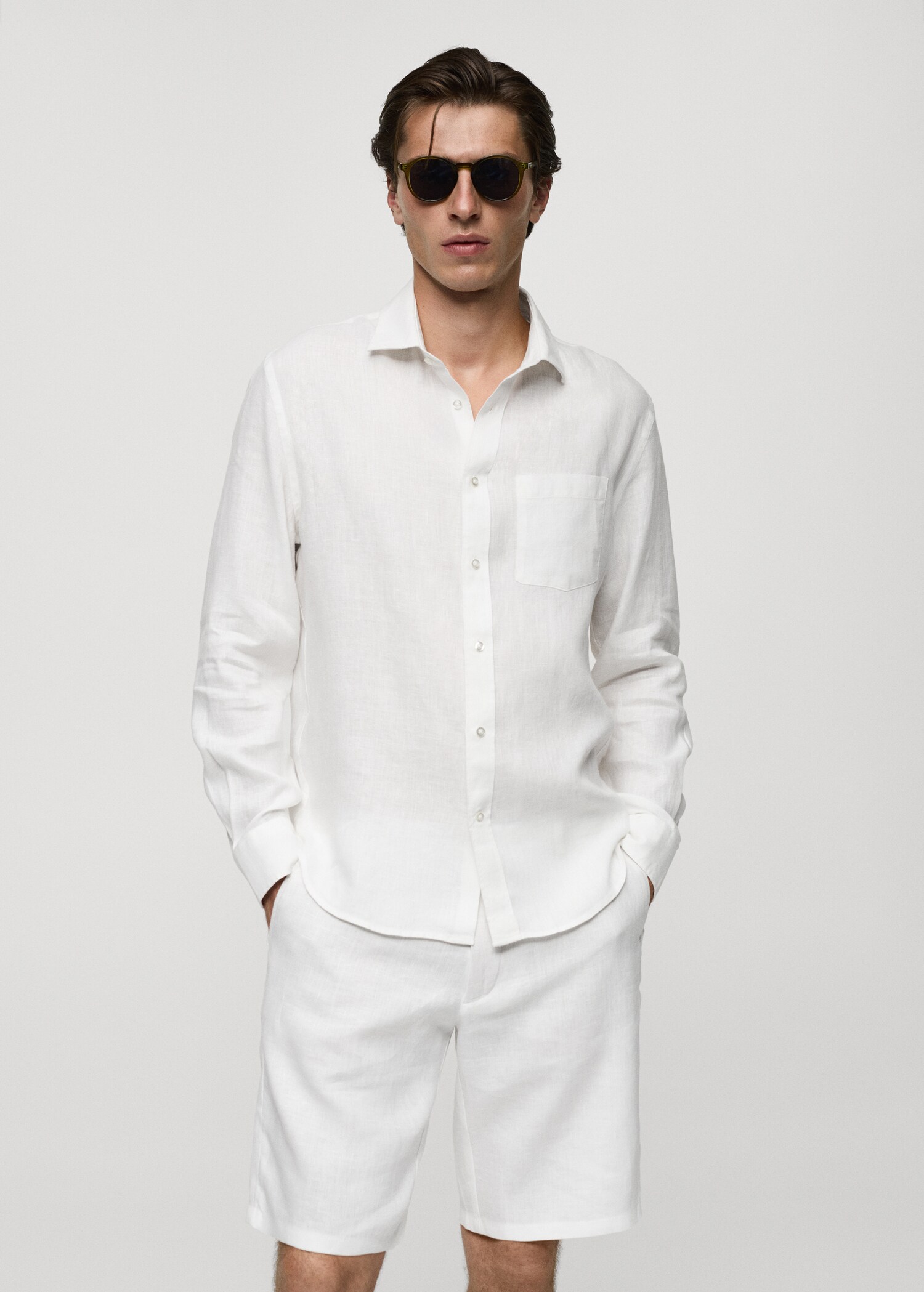 Classic fit 100% linen shirt - Medium plane