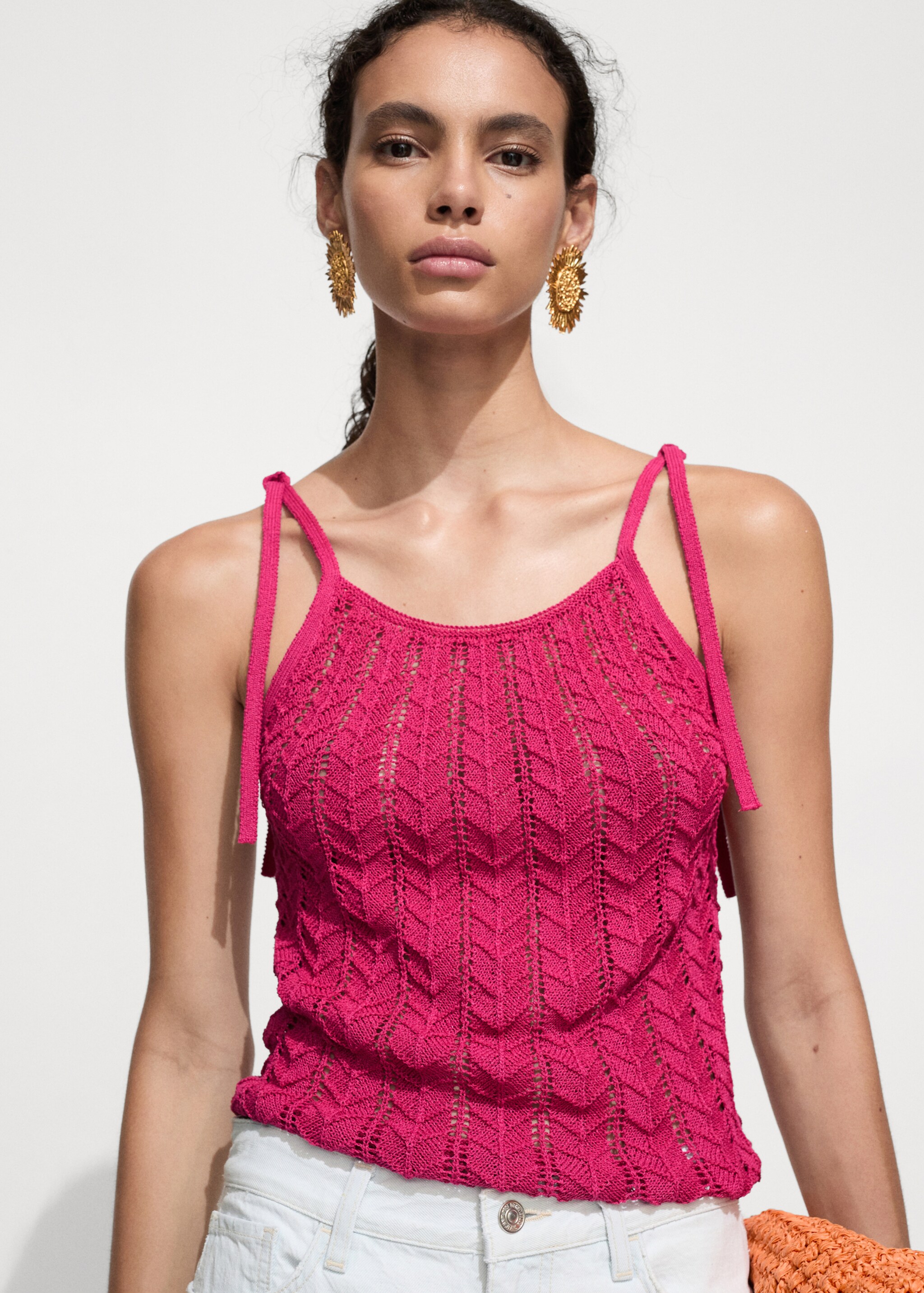 Openwork knitted top with bows - Medium plane