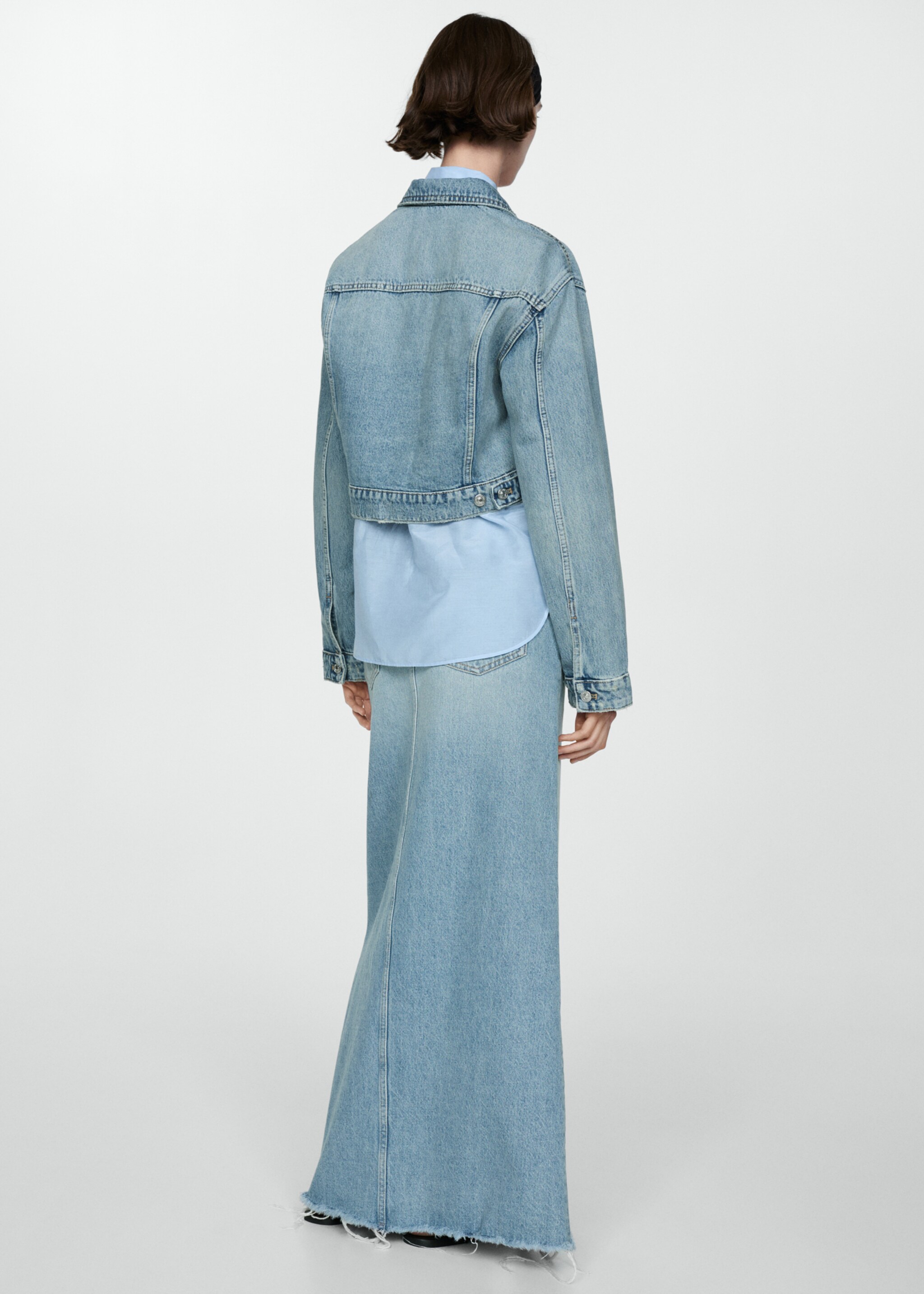Blouson jean poches - Verso de l’article, Bleu moyen. Ref: 77030358-00.