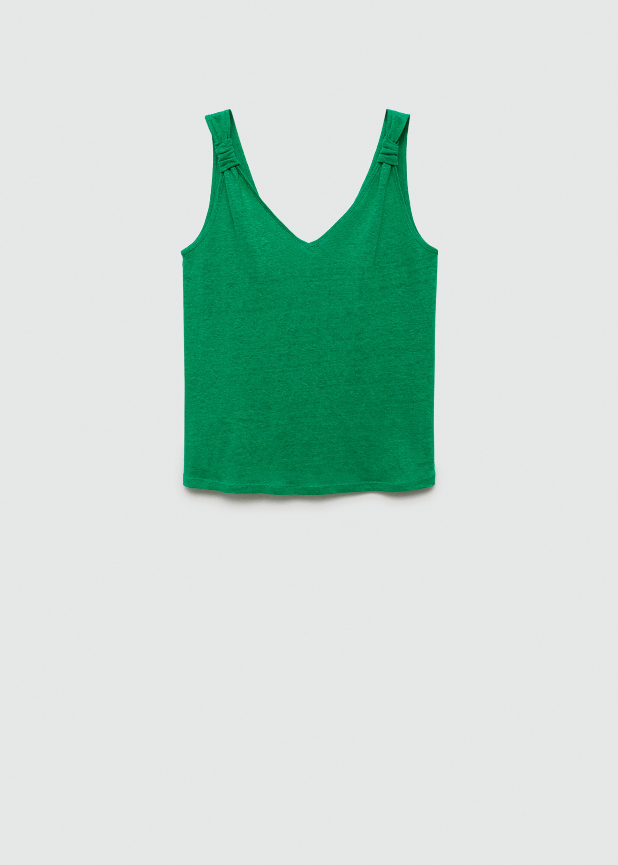 Linen top with knotted straps - Article without model, Green. Ref: 77030360-00.