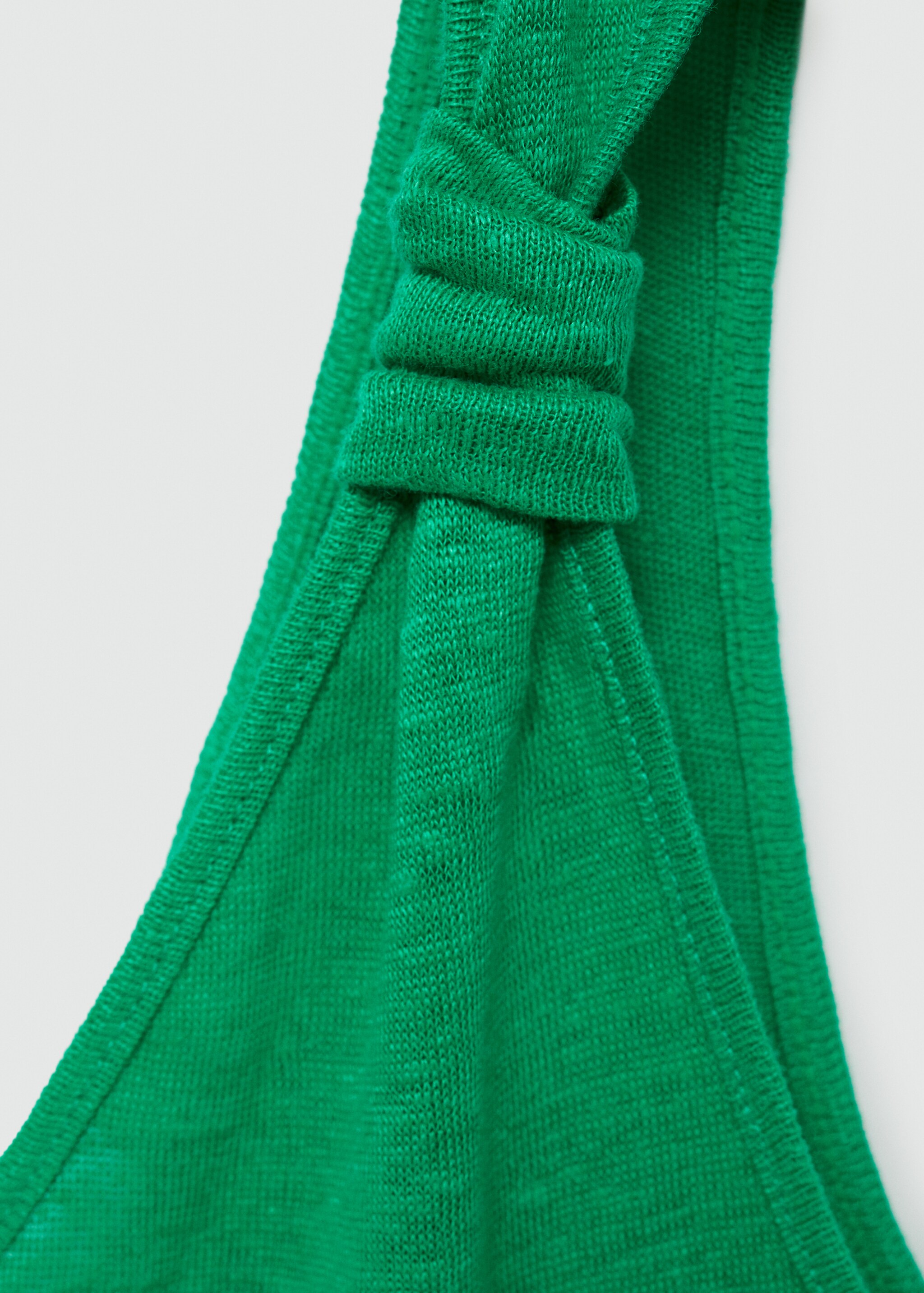 Linen top with knotted straps - Details of the article 0, Green. Ref: 77030360-00.