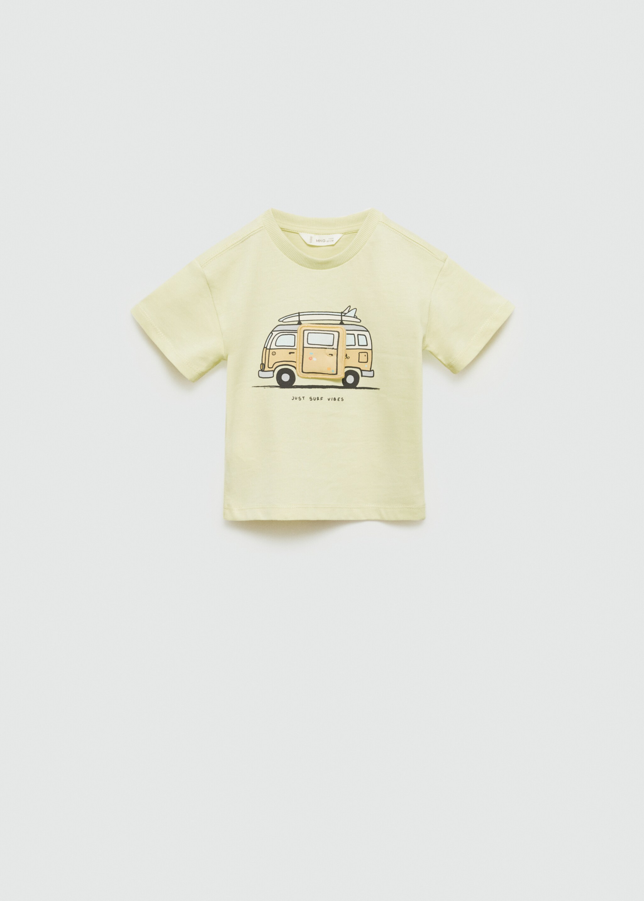 Embossed printed t-shirt - Article without model, Pastel Yellow. Ref: 77030362-00.