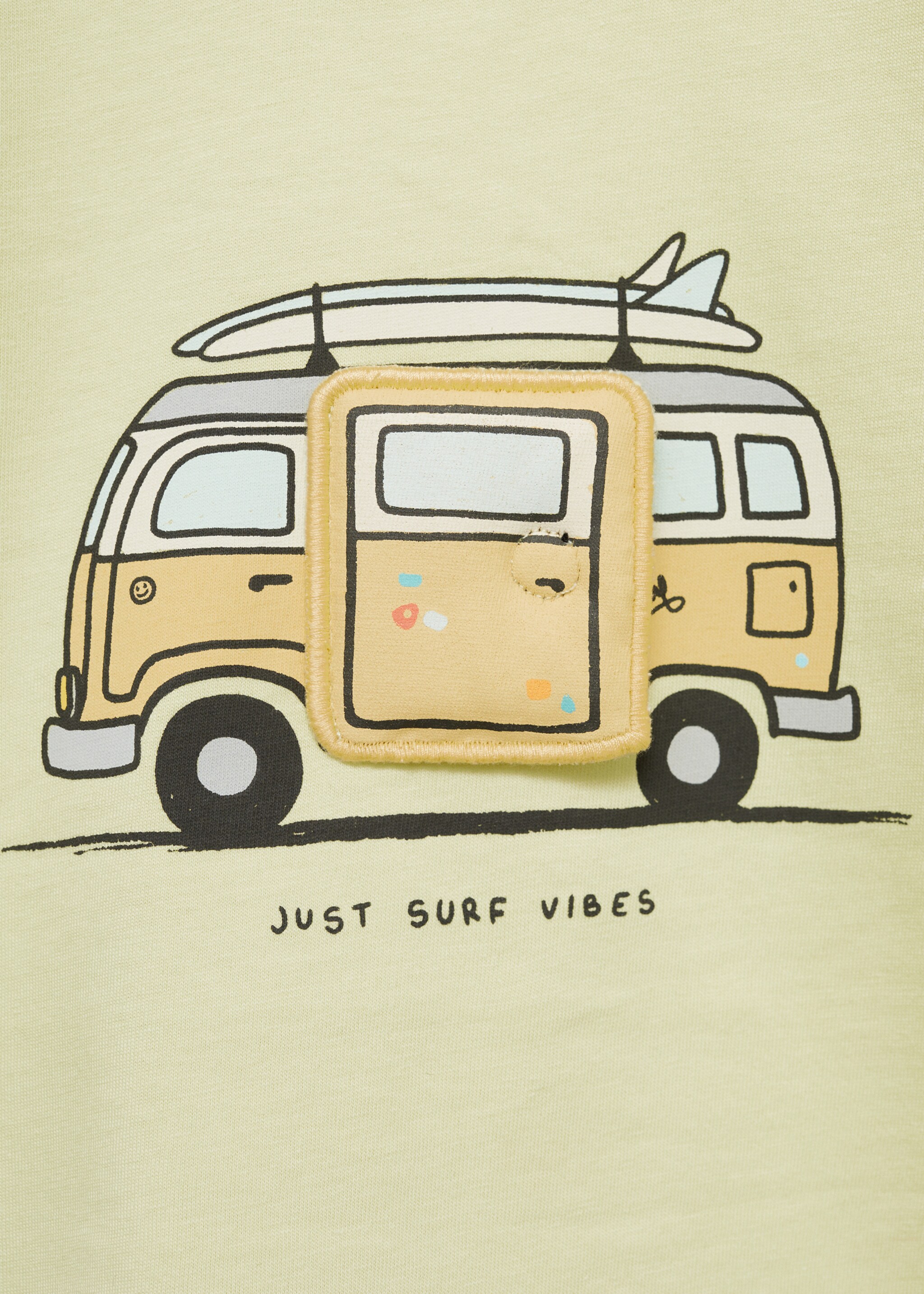 Embossed printed t-shirt - Details of the article 8, Pastel Yellow. Ref: 77030362-00.