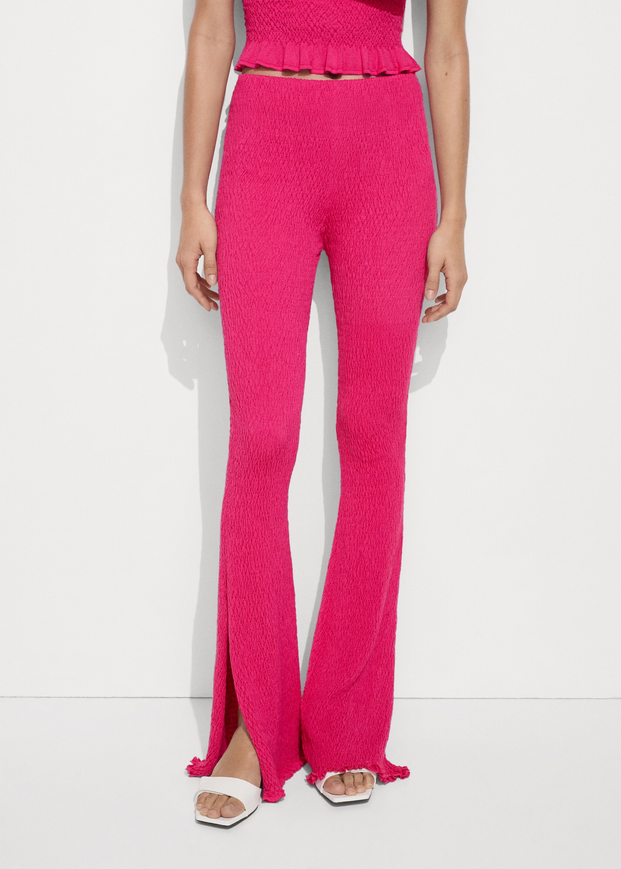 Braided knitted trousers - Medium plane, Fuchsia. Ref: 77030380-00.